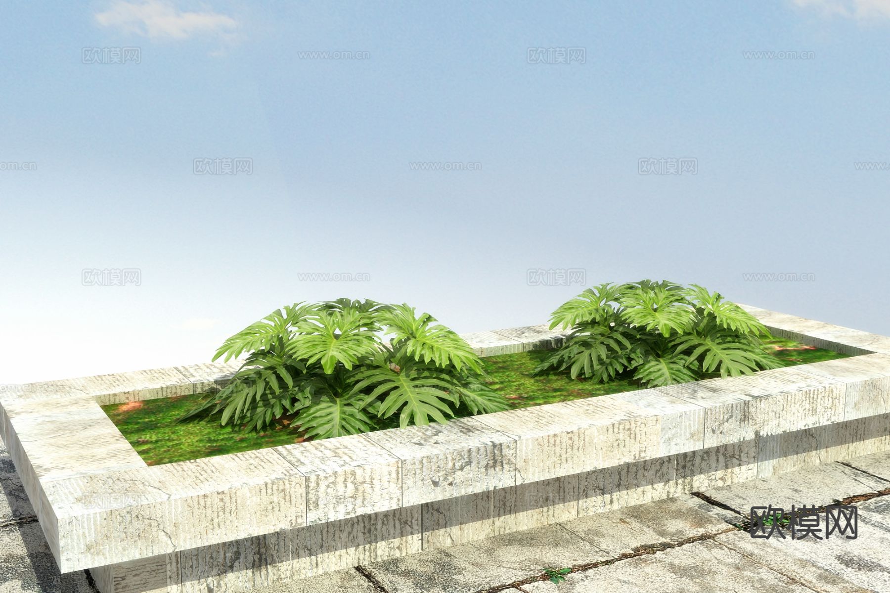 春羽 花坛 花槽 花池3d模型下载（渲染图2）