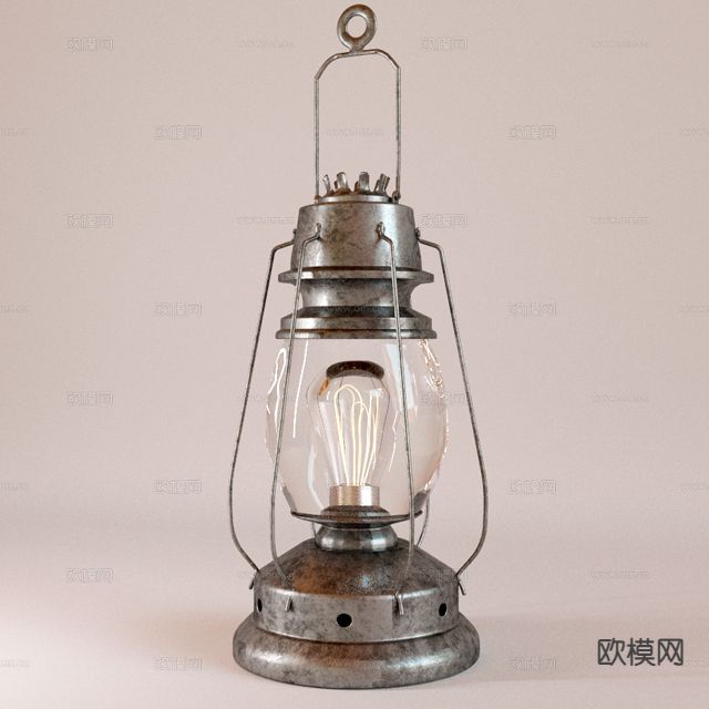 工业风台灯 手提灯 煤油灯3d模型下载
