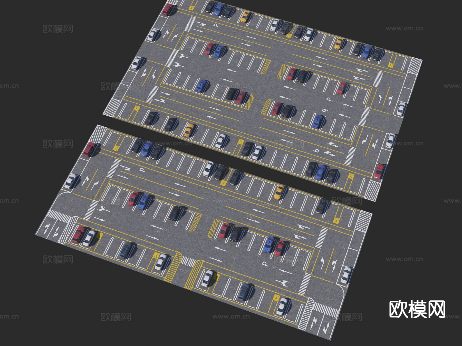 现代公共停车场3d模型下载