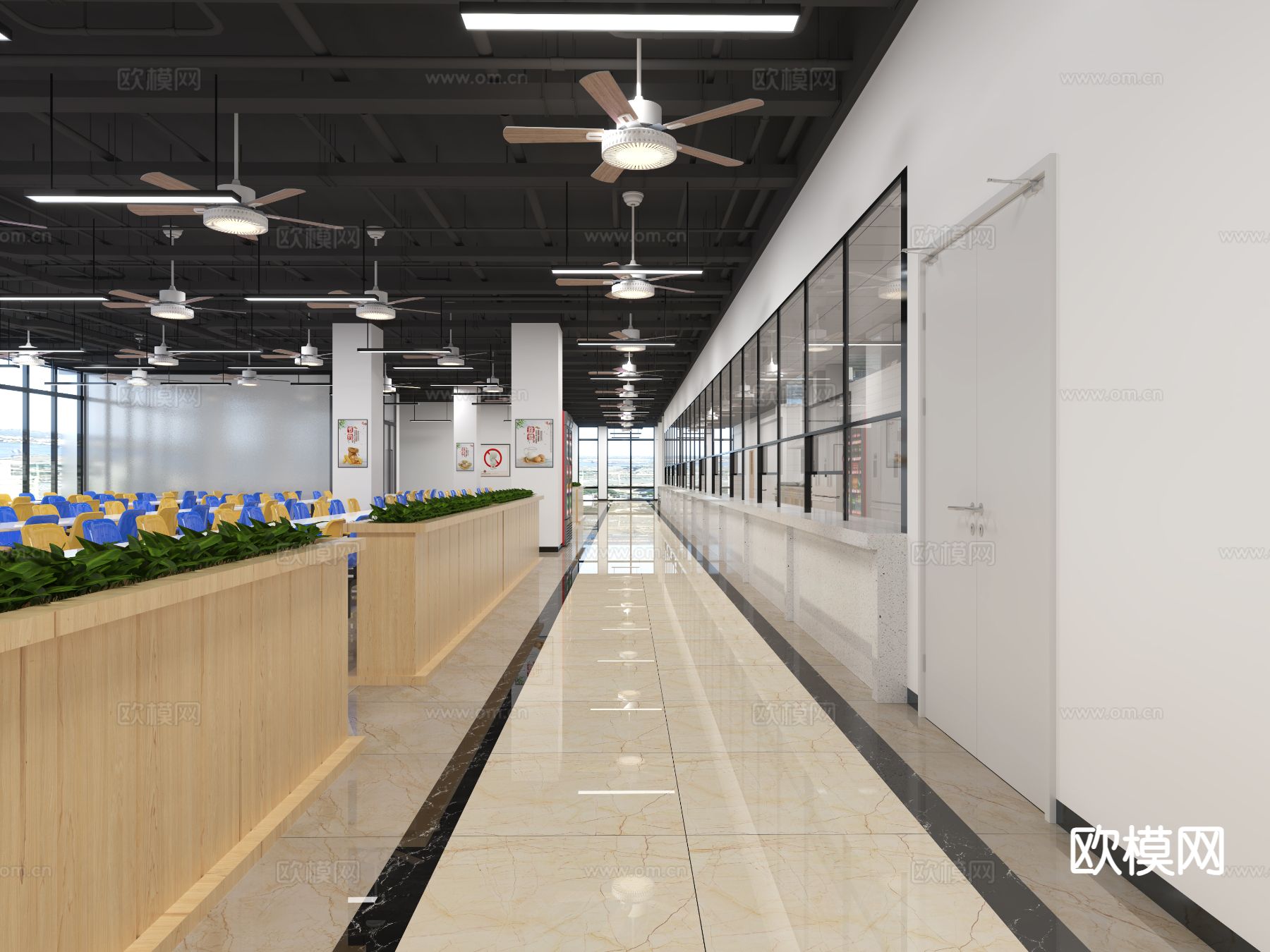 现代食堂3d模型下载（渲染图2）