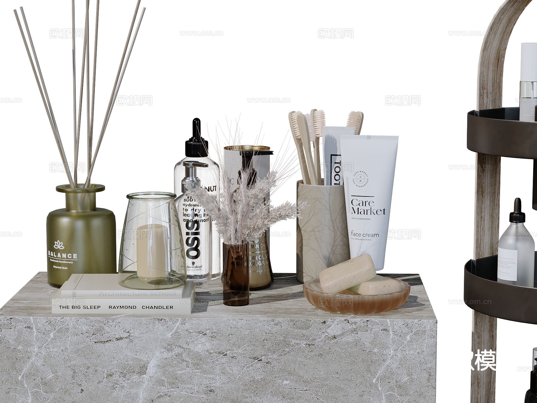 卫浴用具 洗漱用品 牙刷 洗面奶su模型下载（渲染图2）