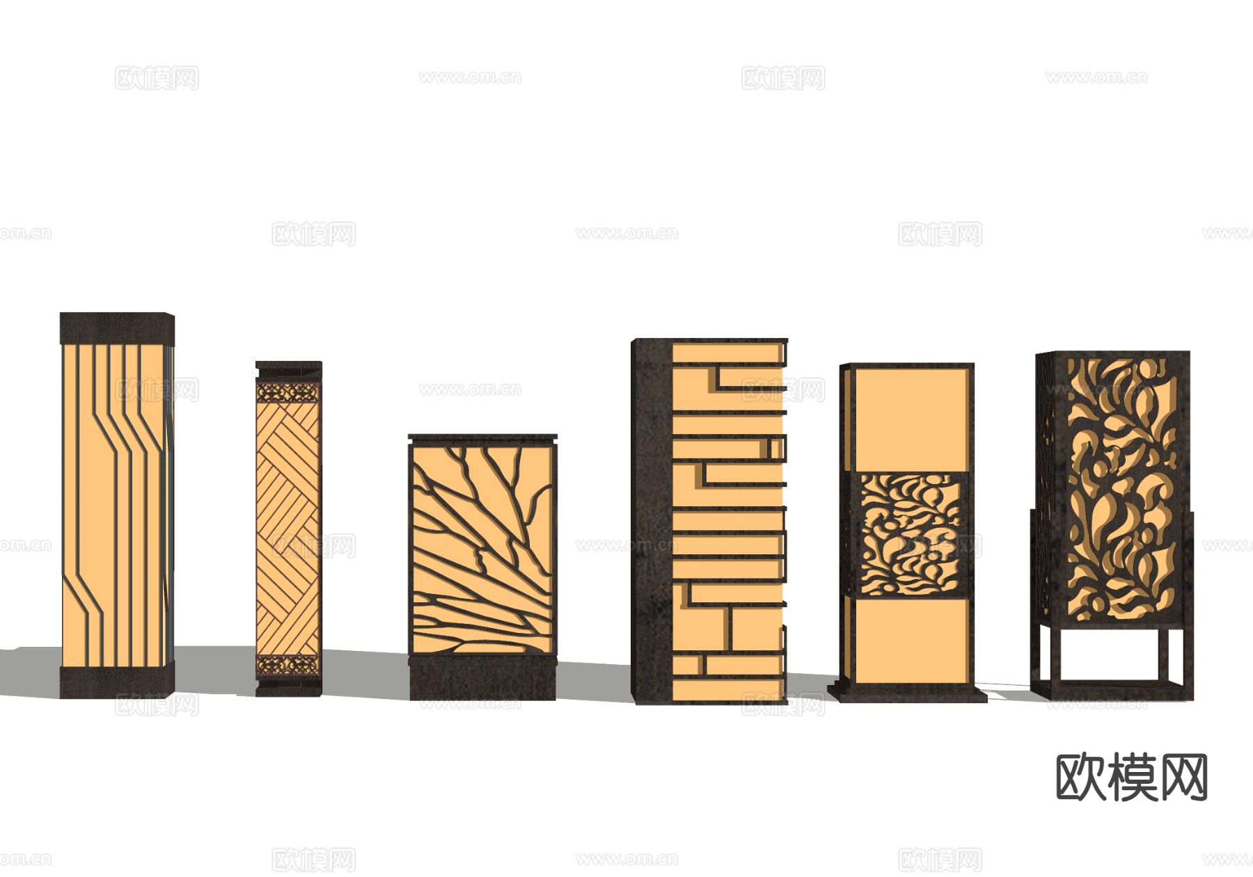 新中式户外灯 草坪灯 庭院灯su模型下载