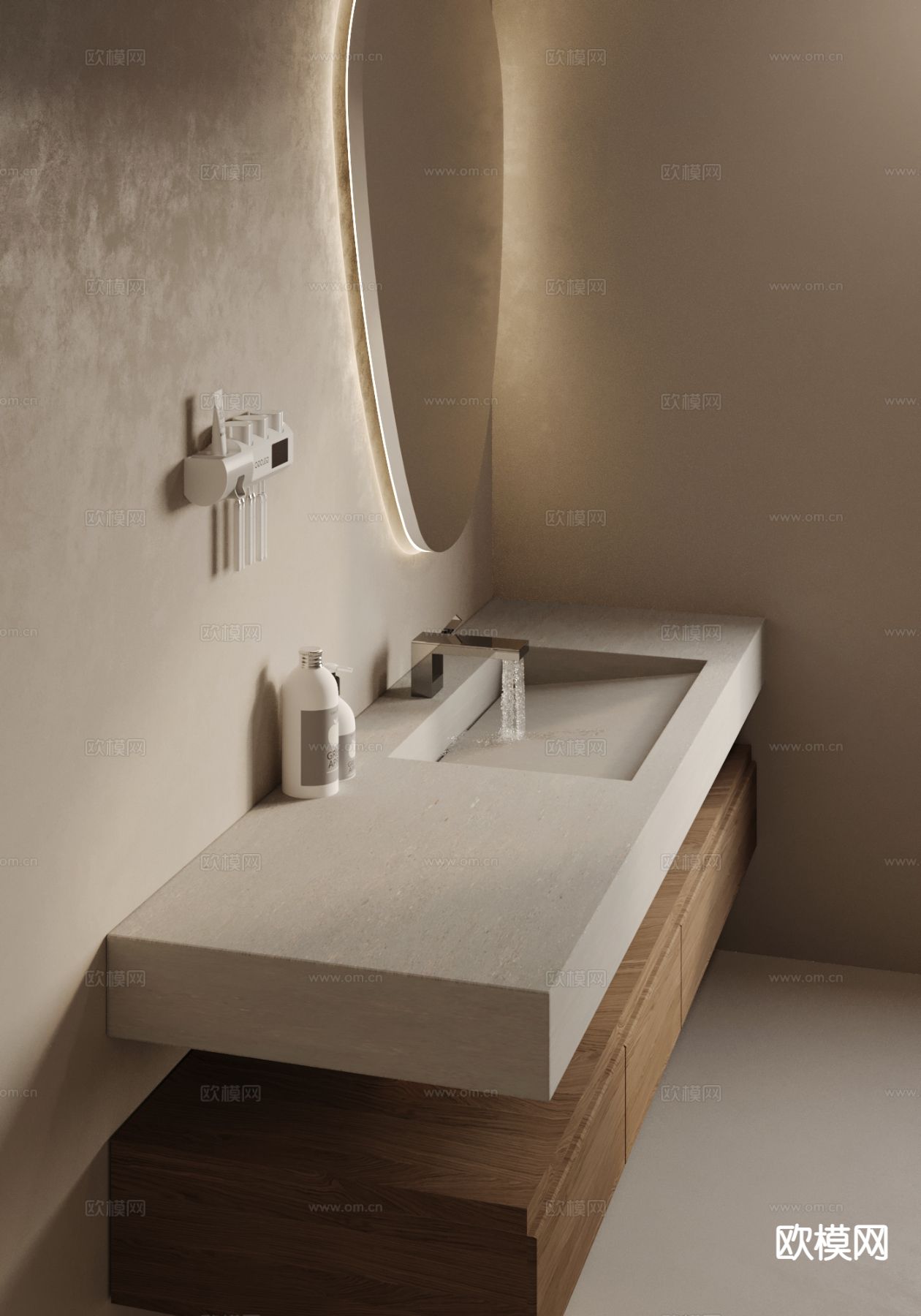 侘寂风台盆 洗手台3d模型下载