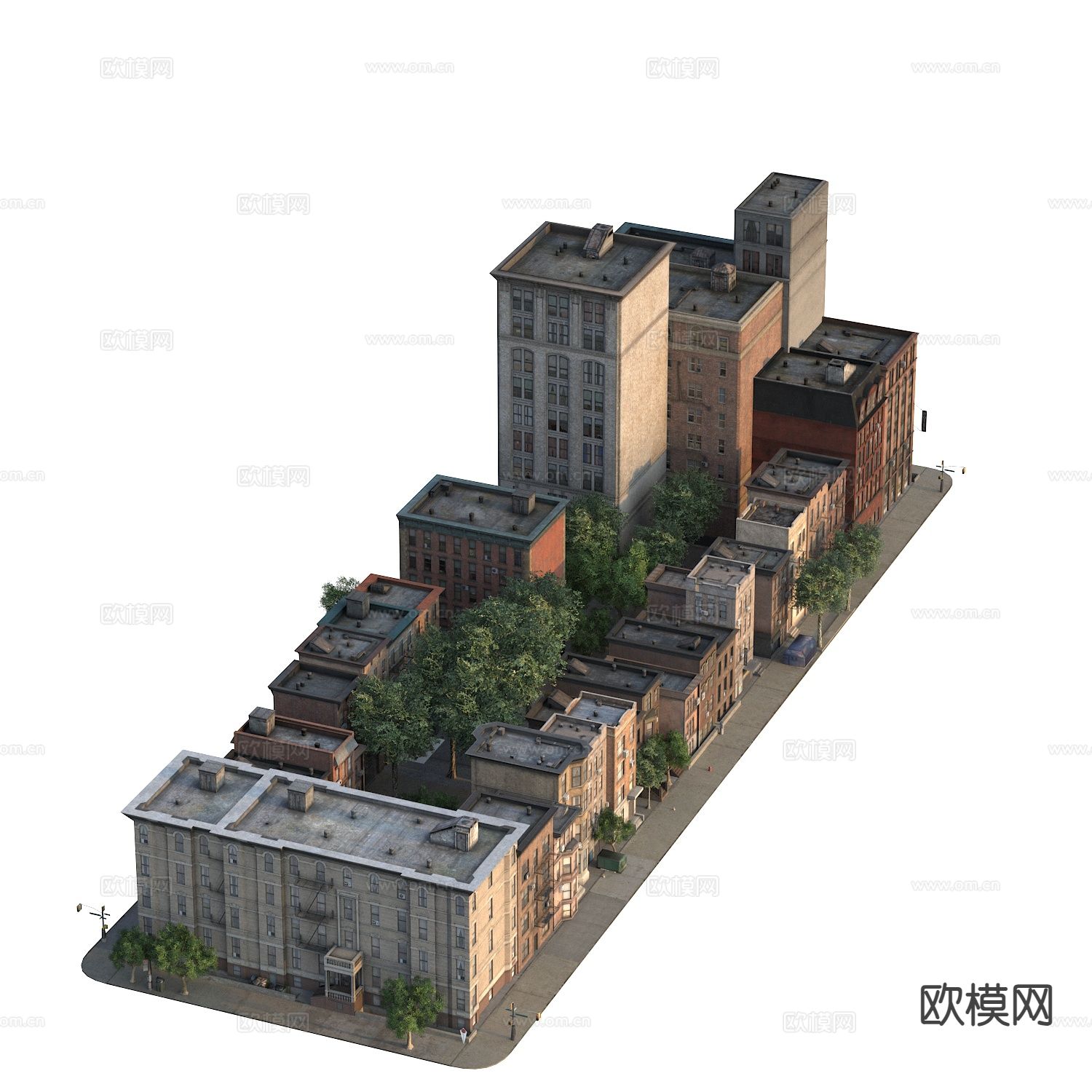 住宅楼外观 街景3d模型下载