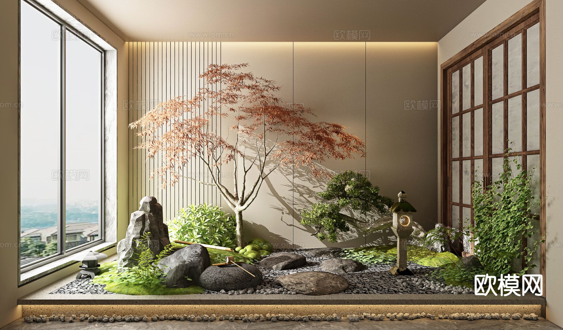日式景观造景3d模型下载