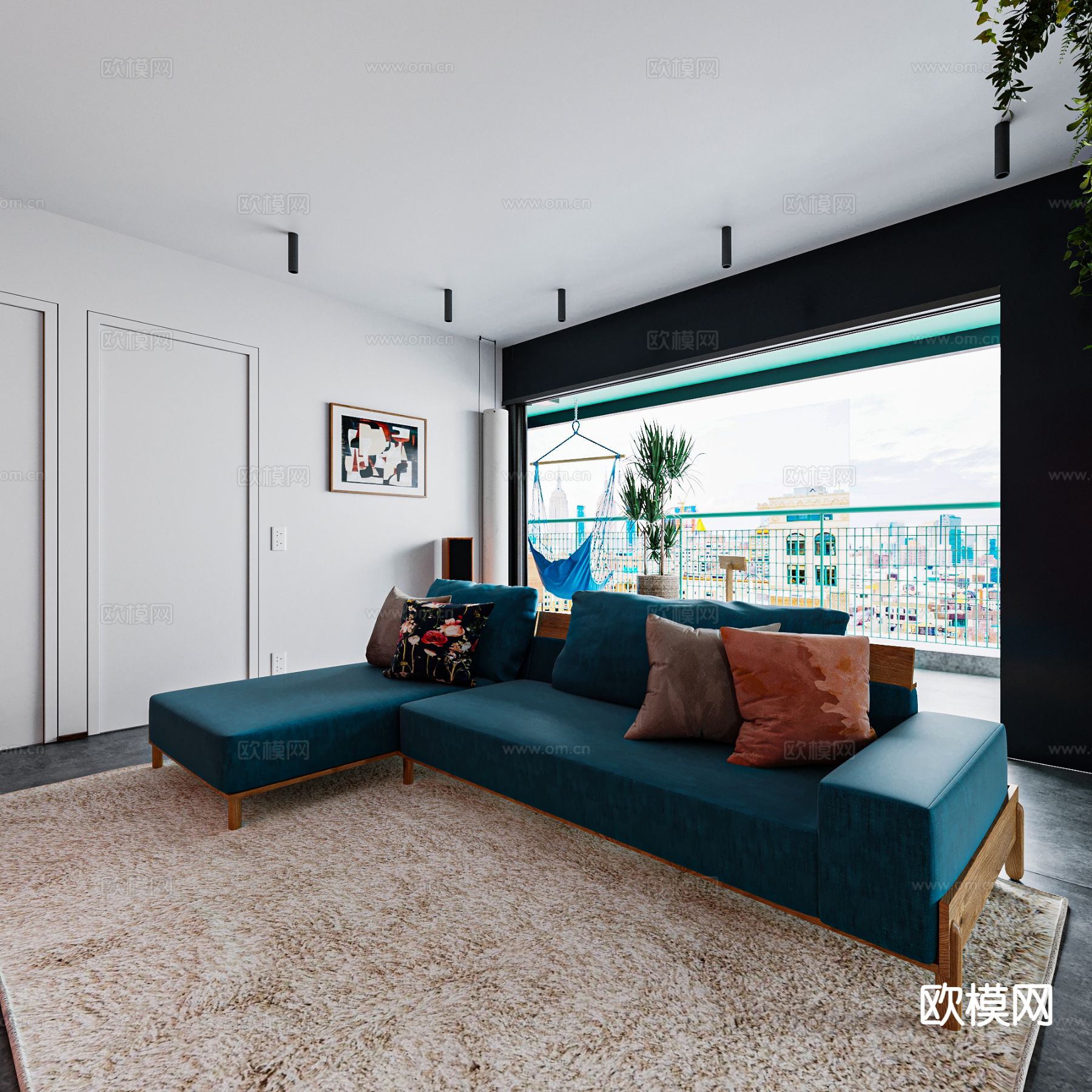 工业风客厅 混搭客厅su模型下载（渲染图4）