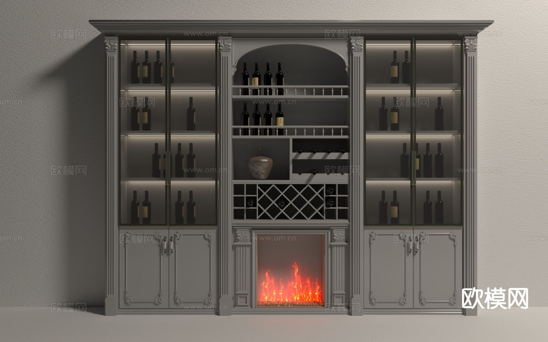 简欧酒柜 装饰柜3d模型下载