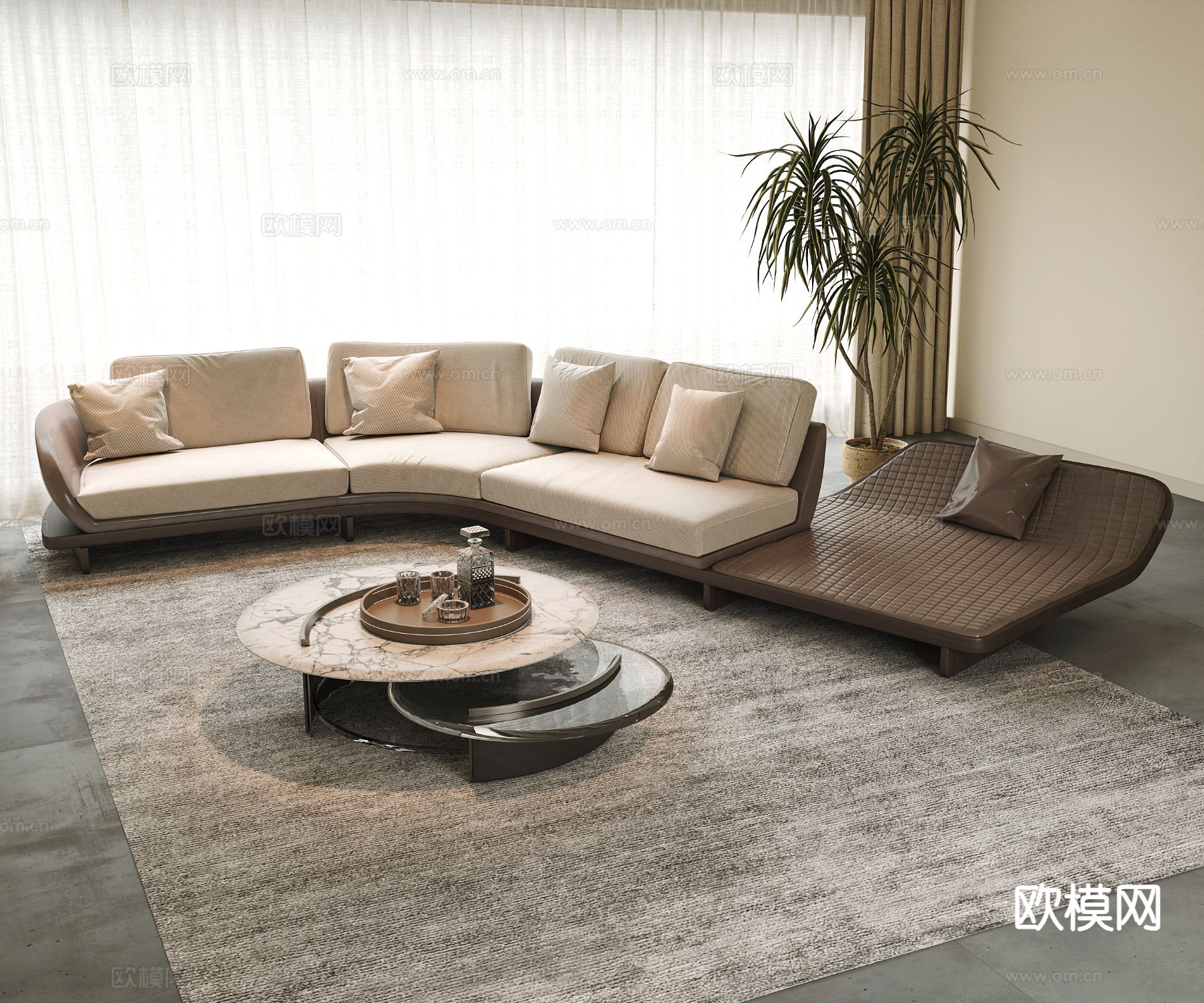 Minotti 异形沙发 弧形沙发3d模型下载
