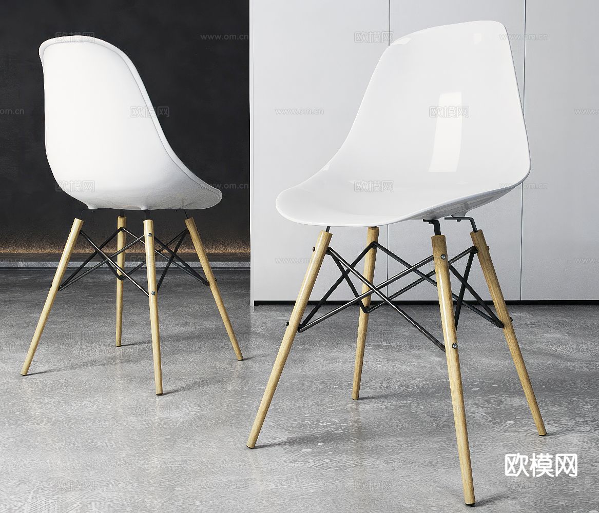 现代餐椅 单椅3d模型下载（渲染图1）