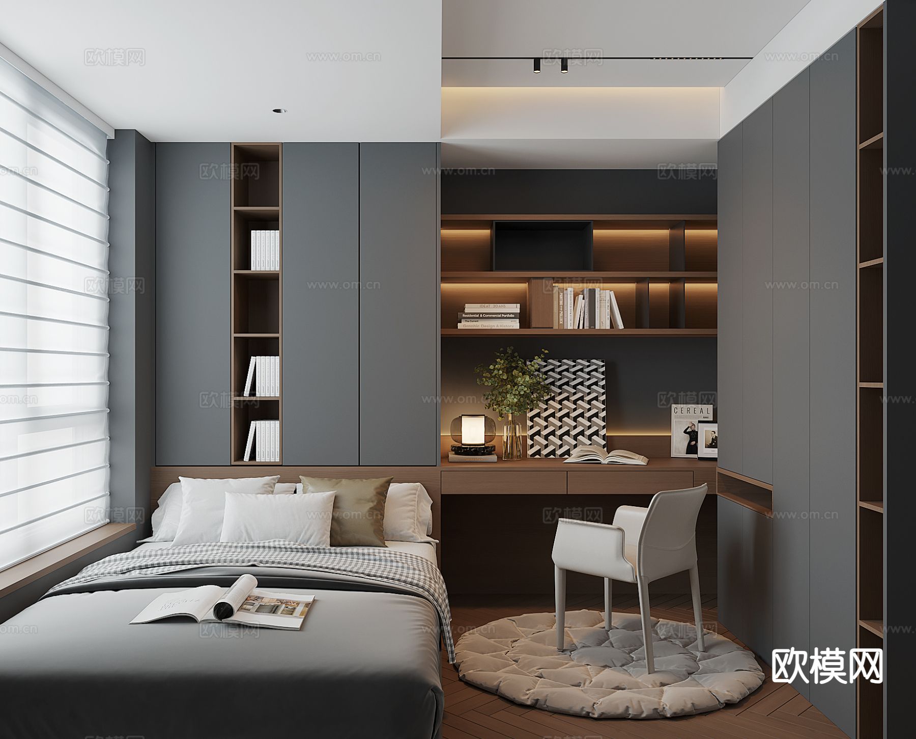 现代榻榻米卧室3d模型下载