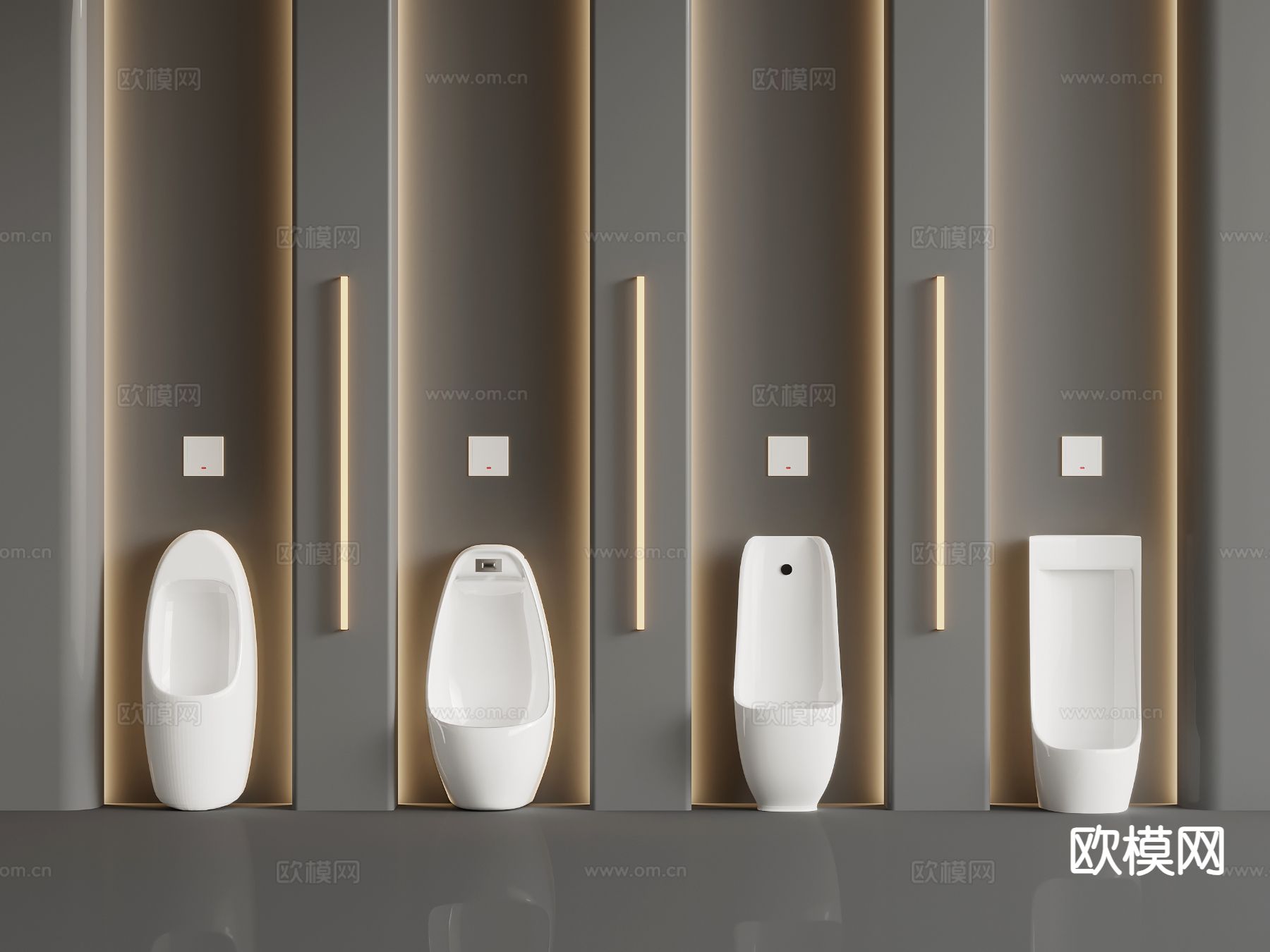 现代小便池 小便器su模型下载（渲染图2）