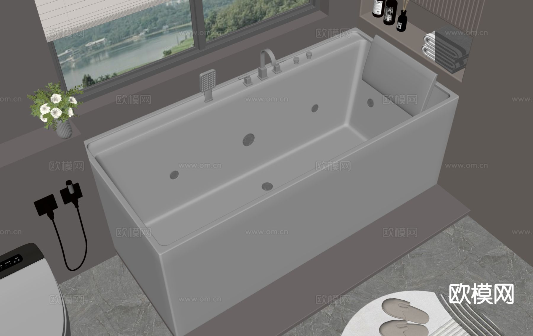 现代浴缸su模型下载（渲染图1）
