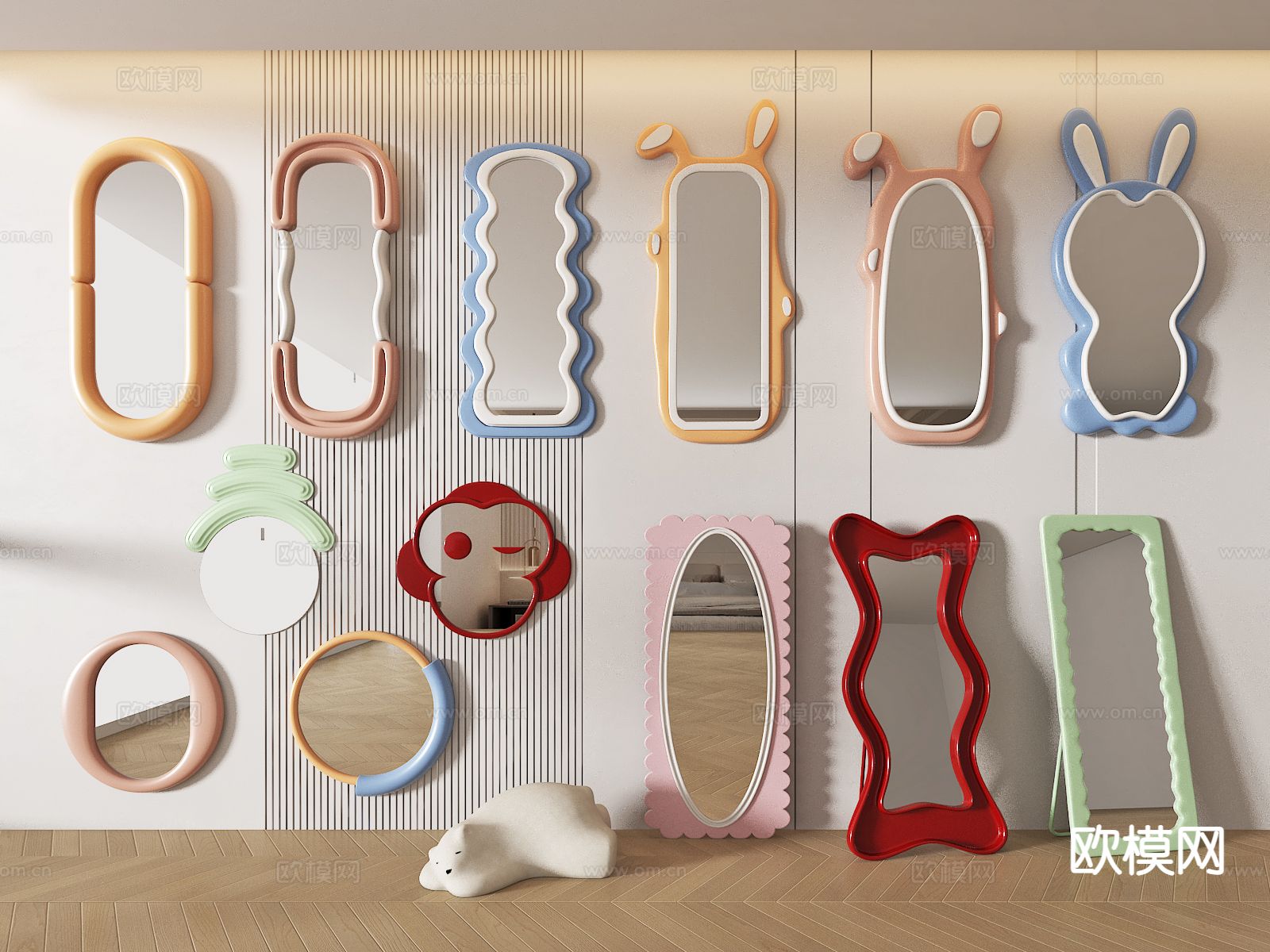 网红镜子 全身镜 落地镜3d模型下载