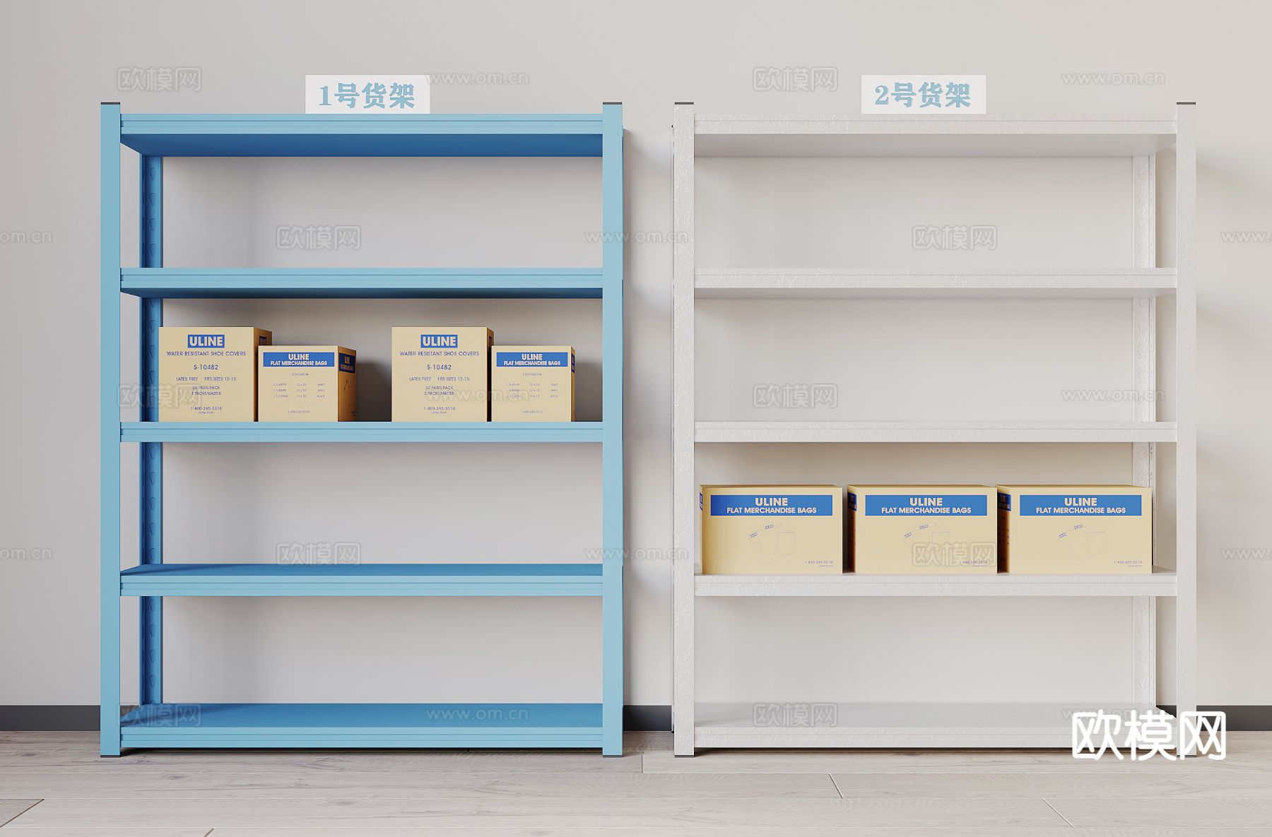 现代快递架 货架3d模型下载