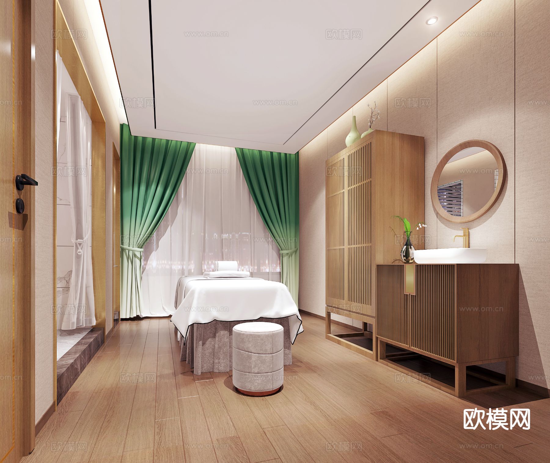 新中式美容SPA包厢3d模型下载