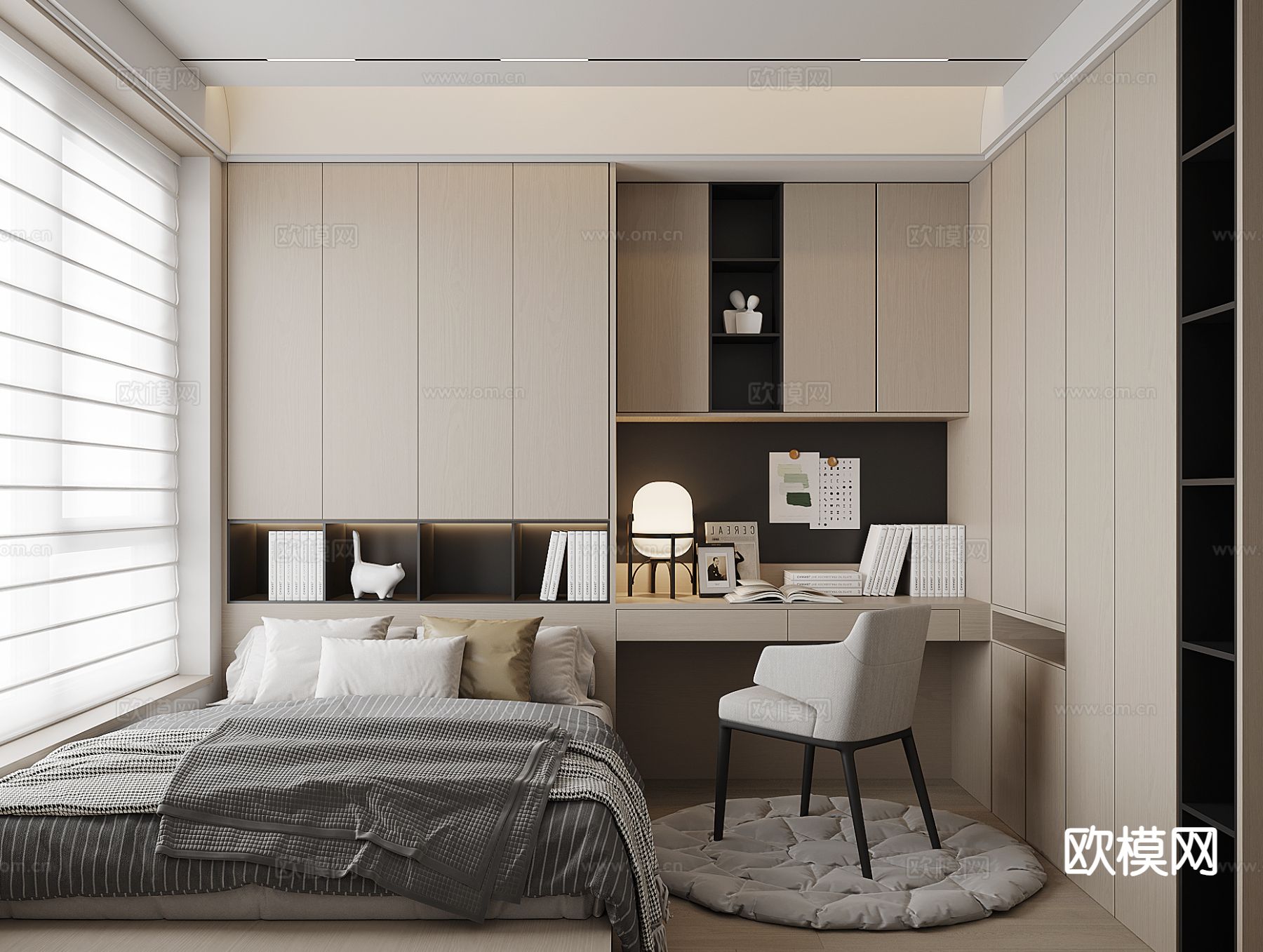 现代榻榻米卧室3d模型下载