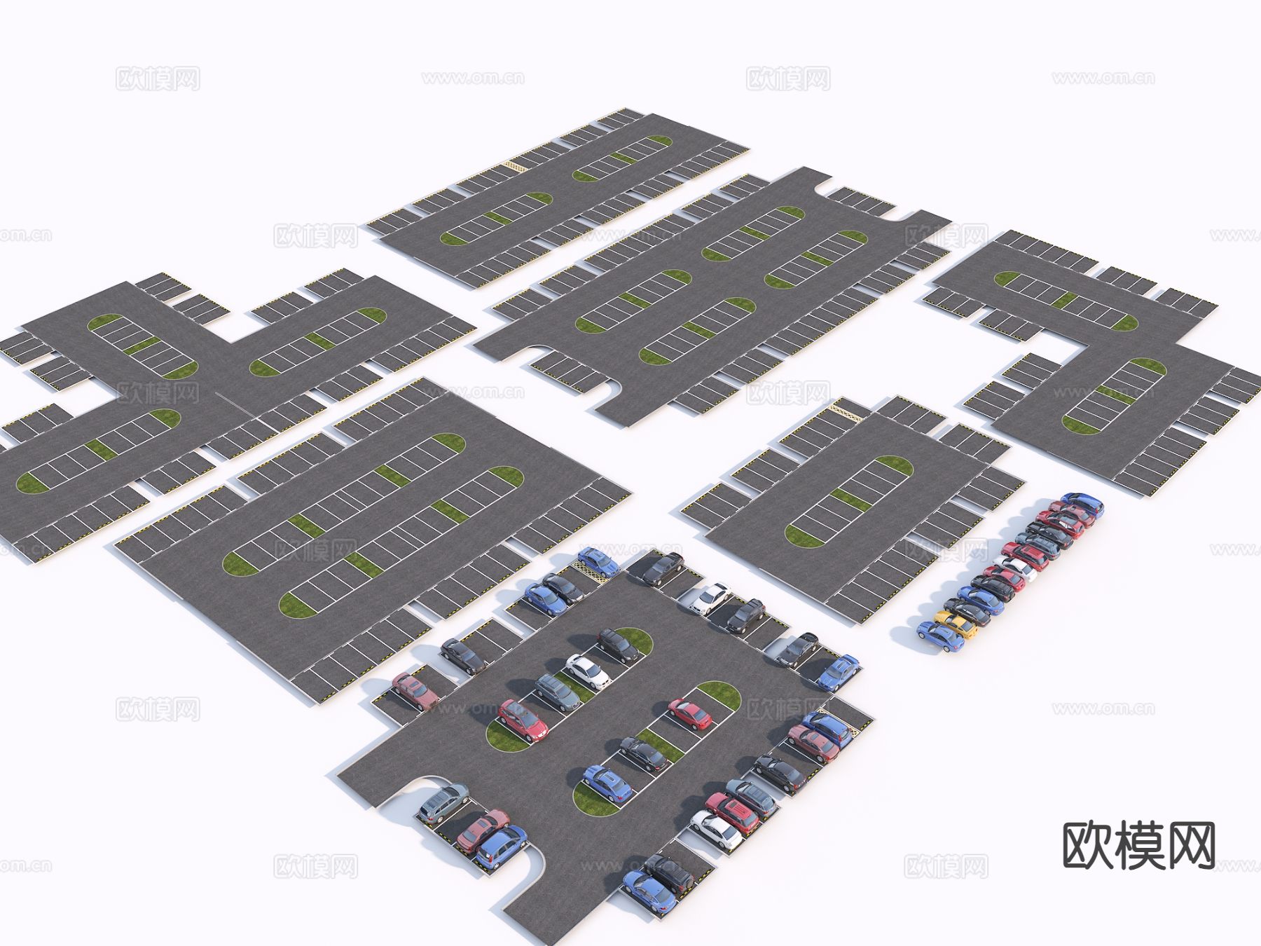现代公共停车场3d模型下载