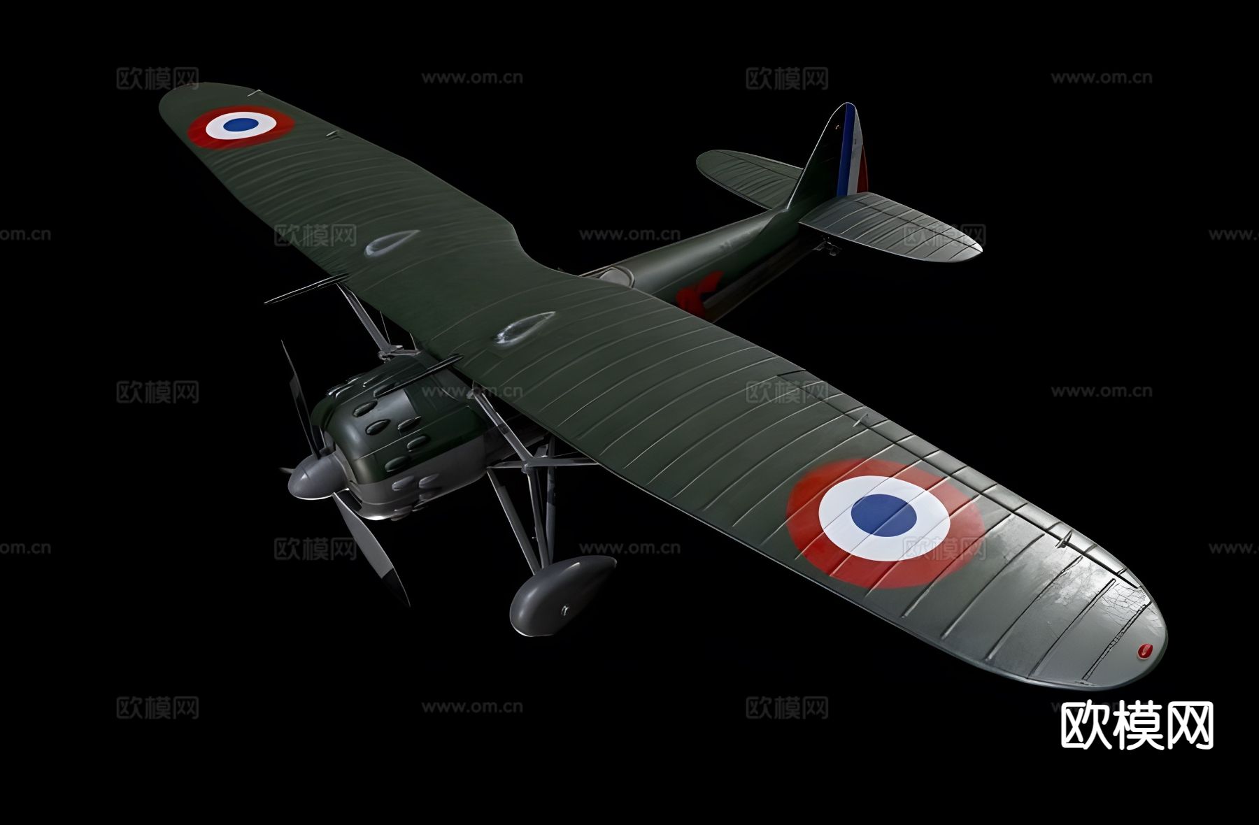 复古飞机3d模型下载（渲染图1）