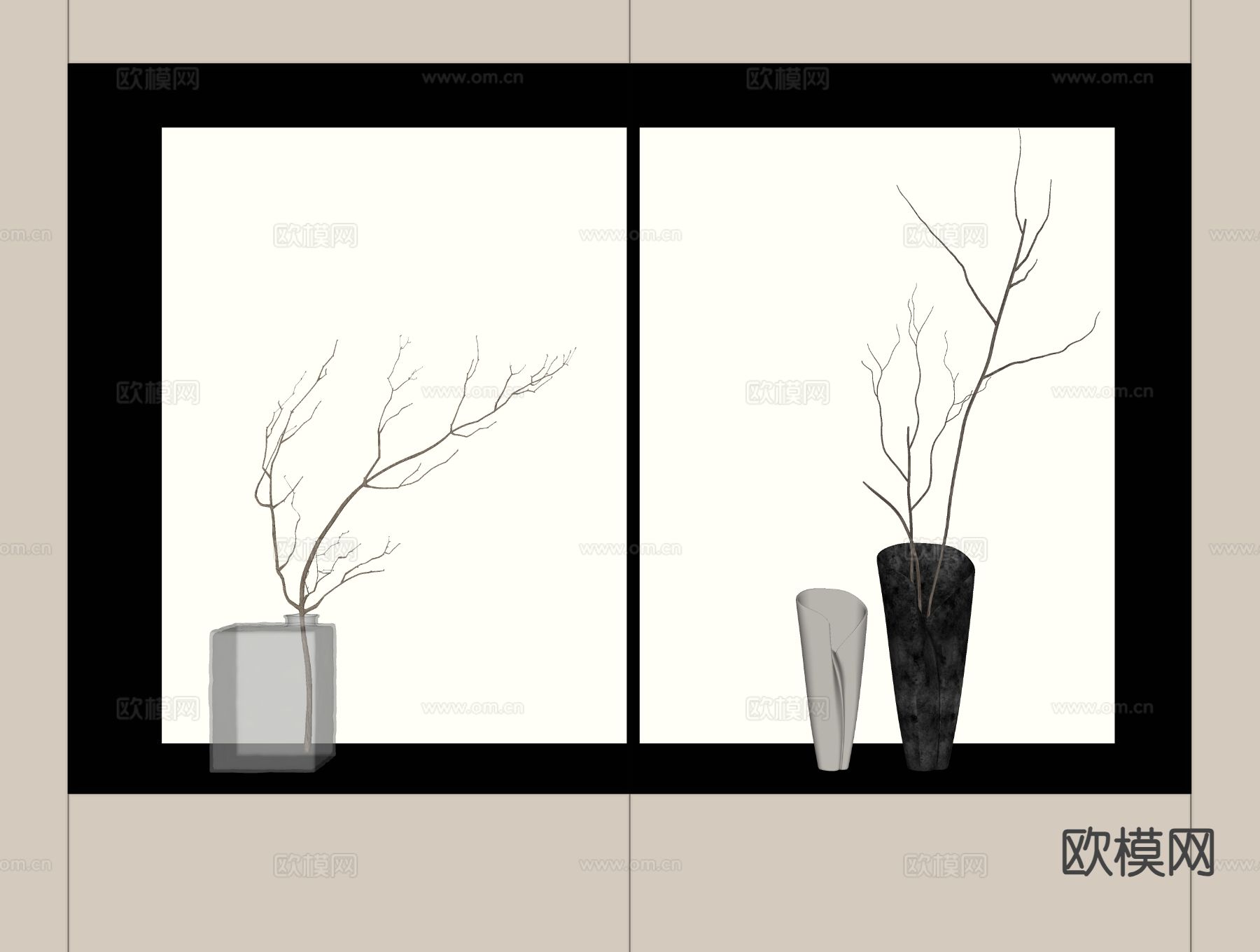 侘寂干支花瓶 花艺su模型