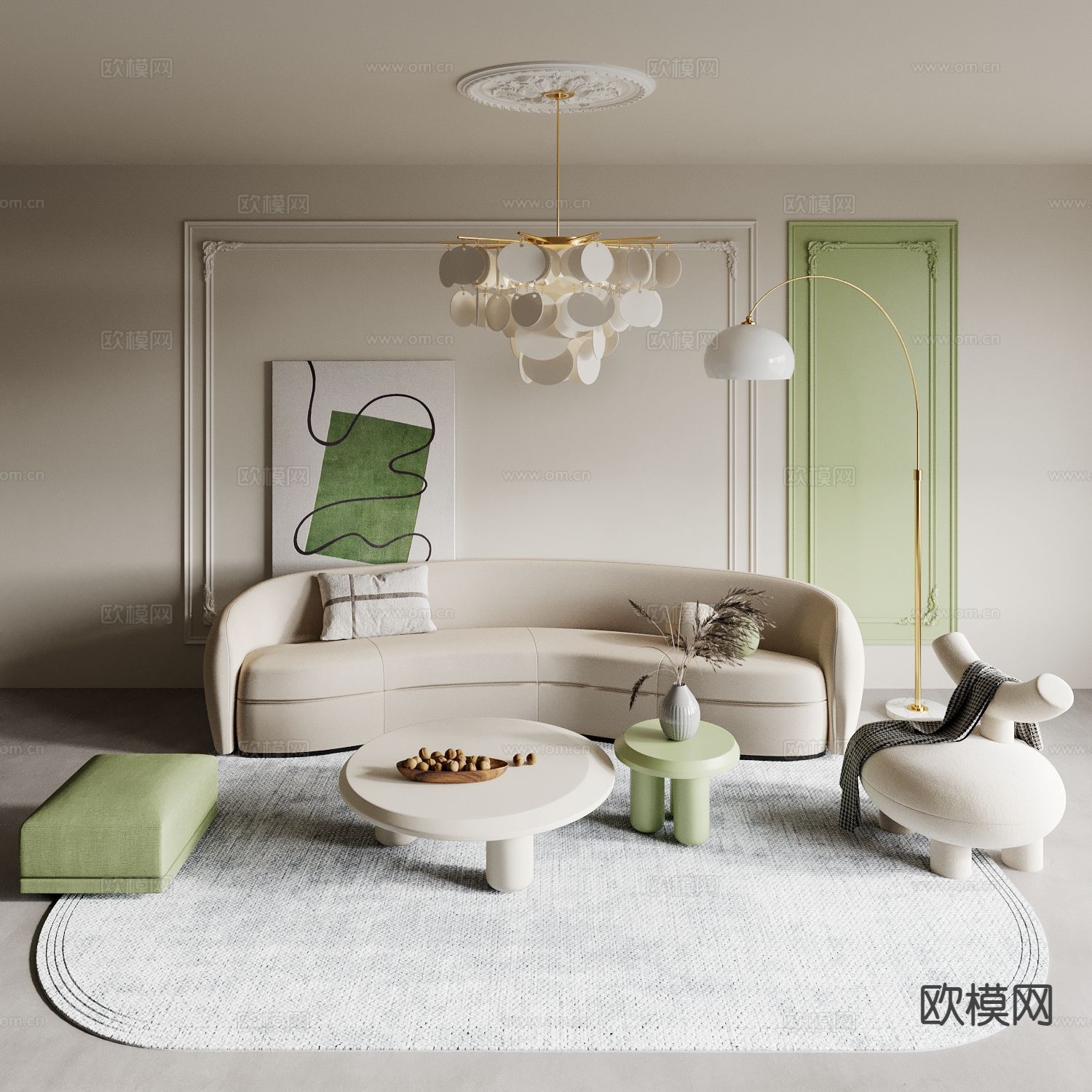 法式组合沙发3d模型下载