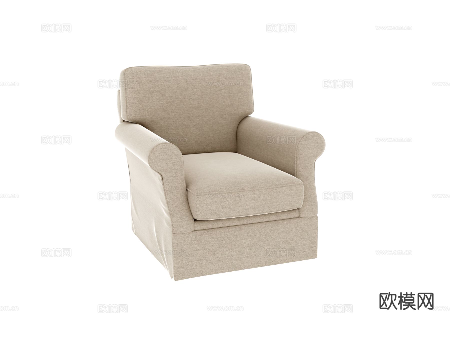 美式单人沙发3d模型下载
