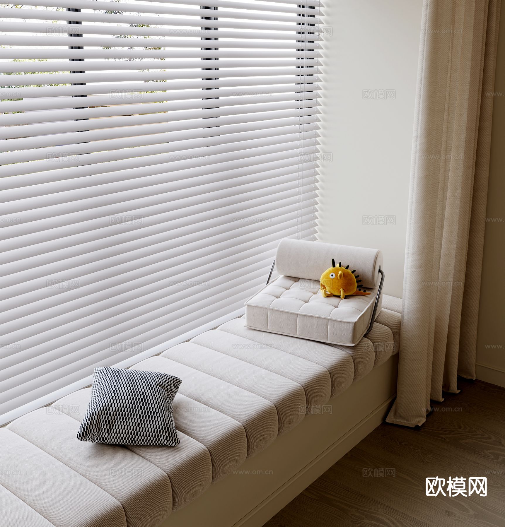 现代飘窗su模型下载（渲染图2）