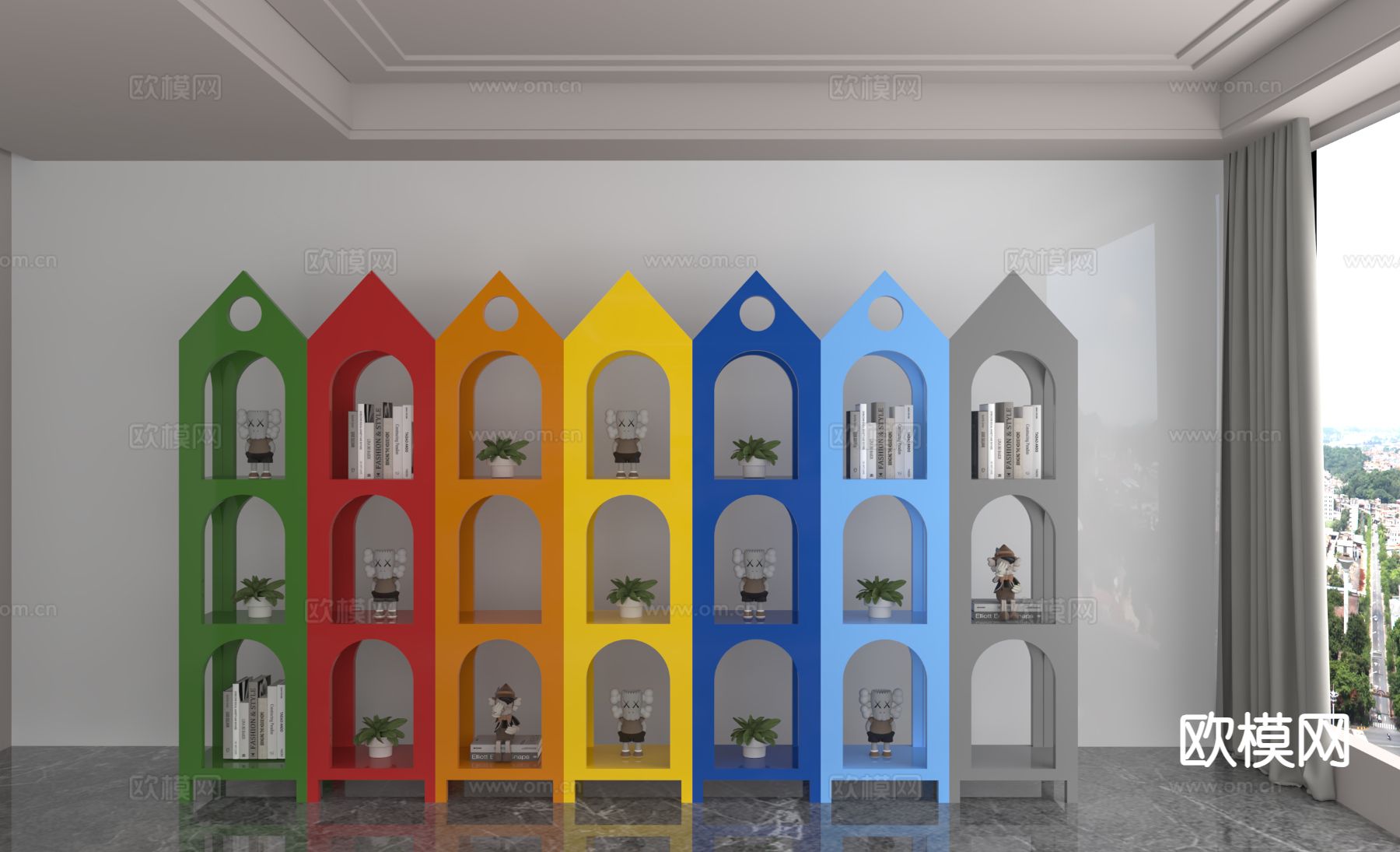 孟菲斯风 置物架3d模型下载