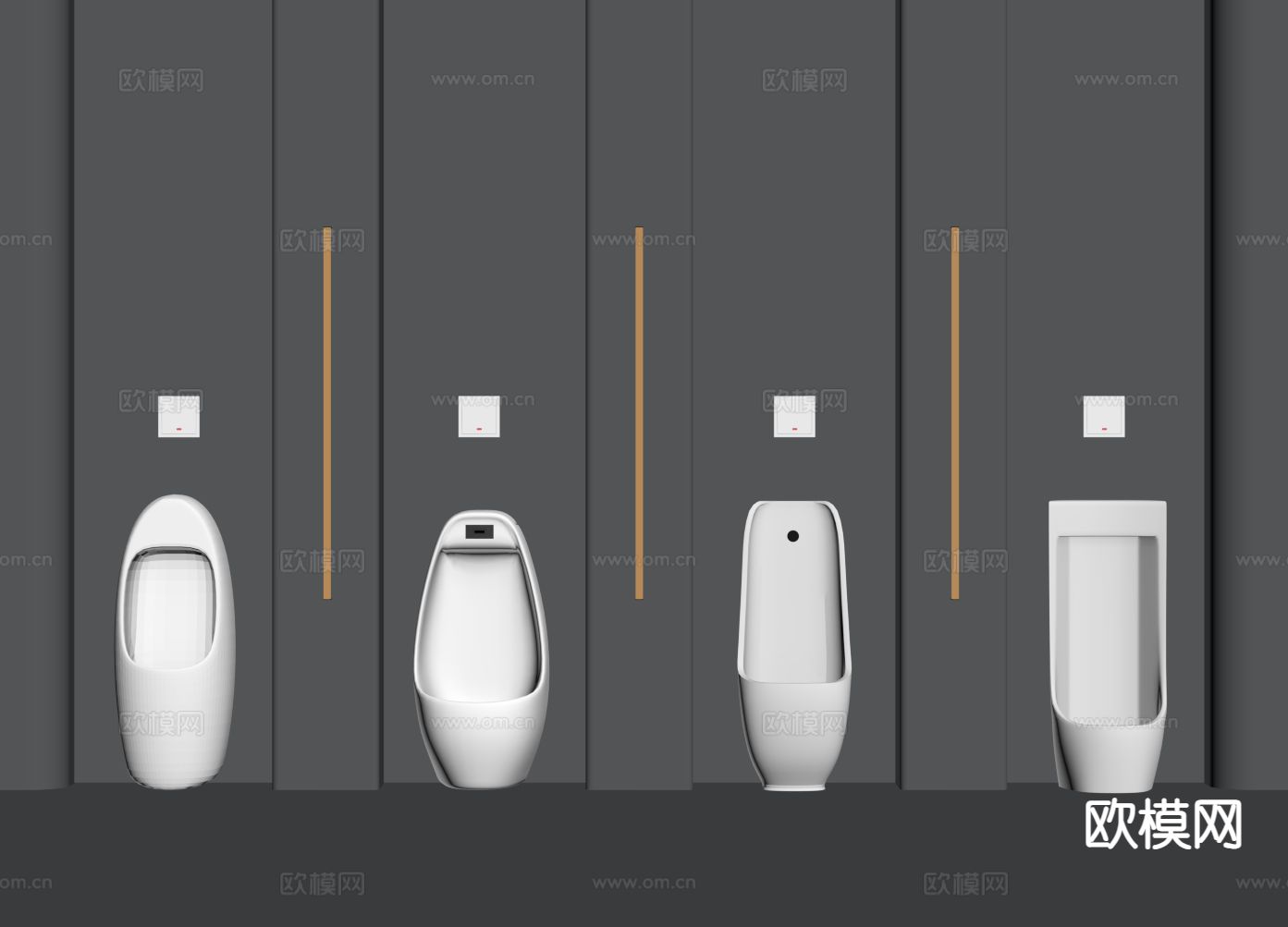 现代小便池 小便器su模型下载（渲染图1）