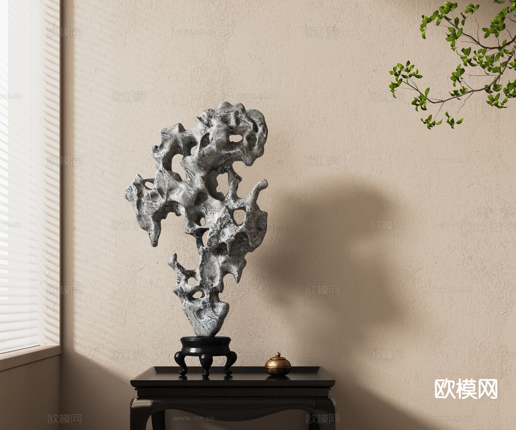 新中式太湖石 雕塑摆件3d模型下载