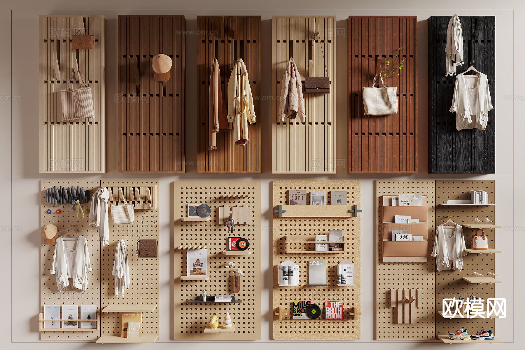 洞洞板墙饰 挂衣钩3d模型下载