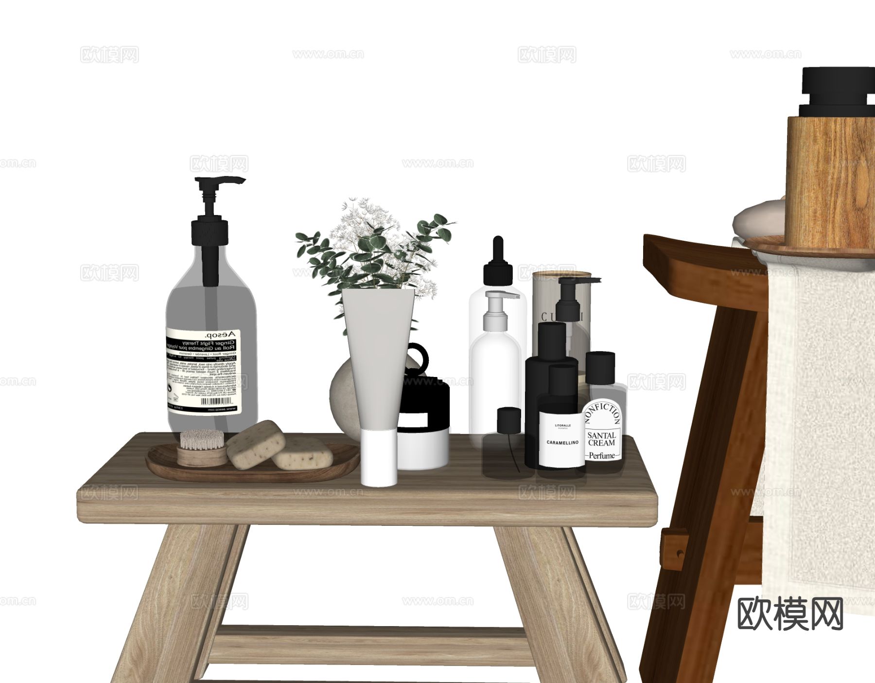 卫浴用具 洗漱用品 化妆用品su模型下载（渲染图1）