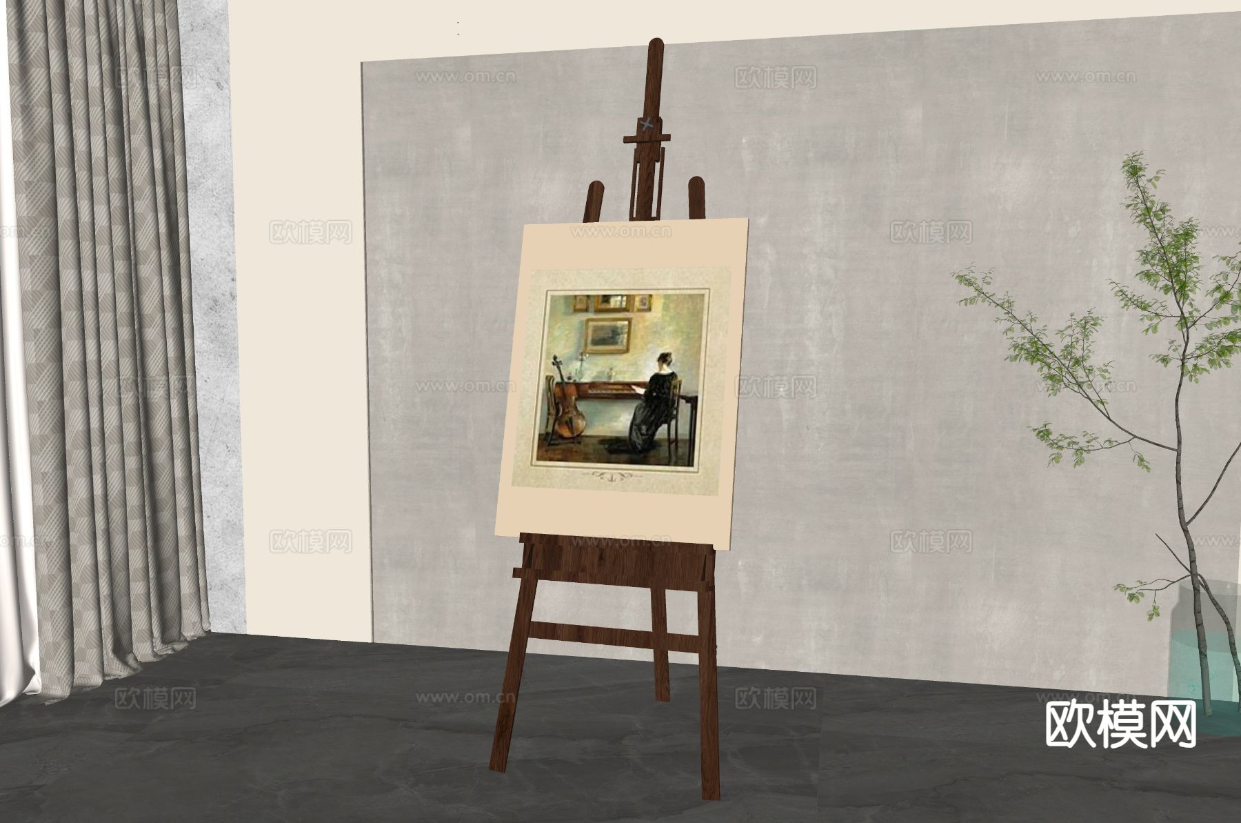 北欧画架su模型下载（渲染图1）