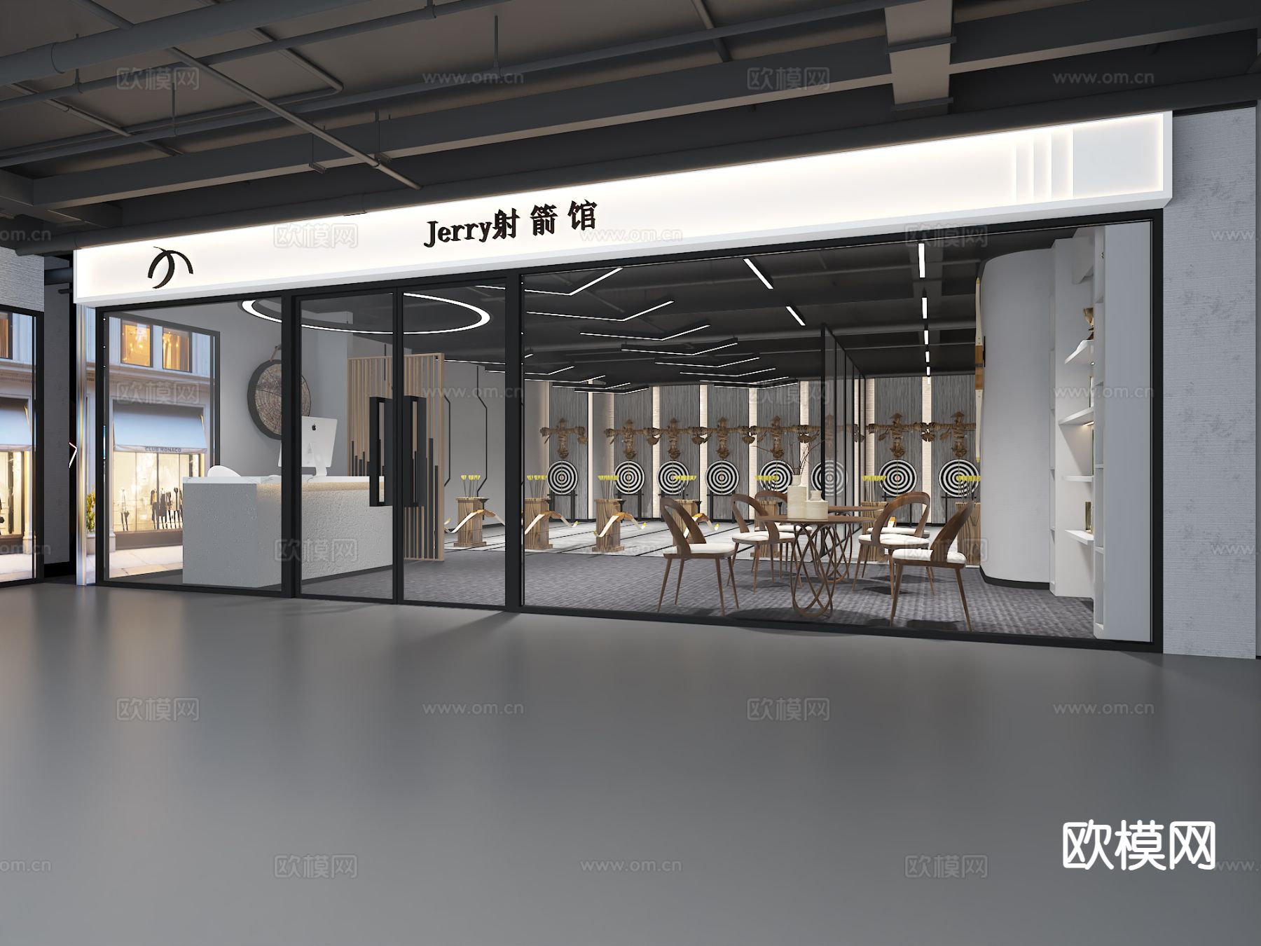 射箭馆门头 门面3d模型下载