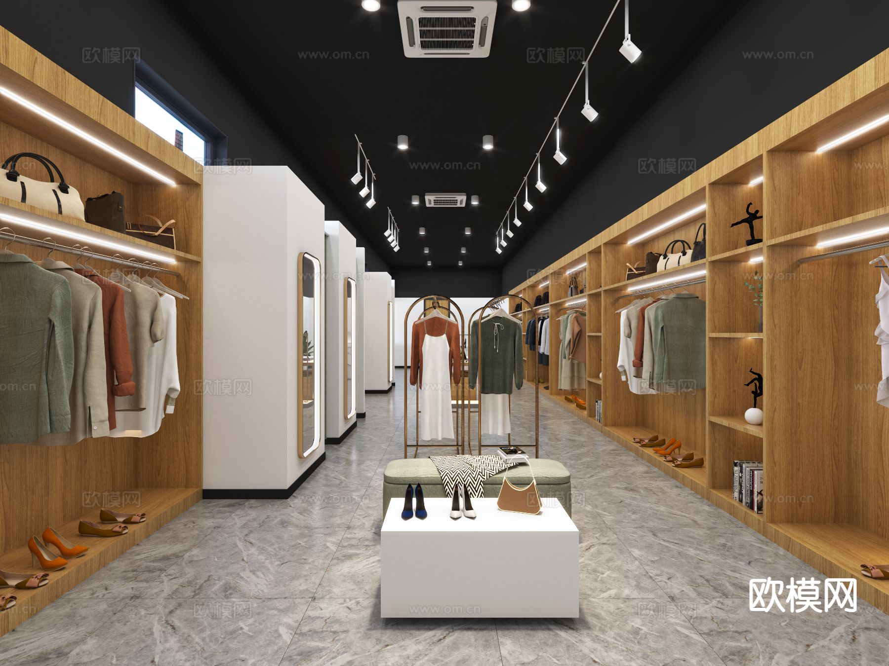 现代服装店 鞋店3d模型下载（渲染图1）