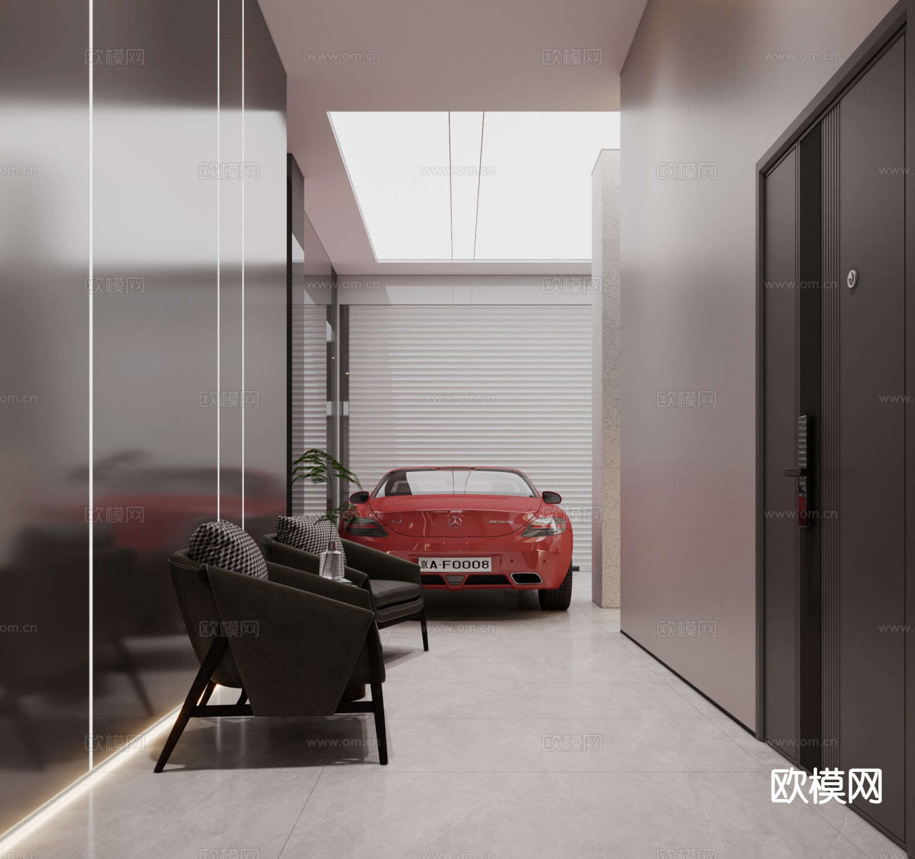 现代车库3d模型下载（渲染图2）