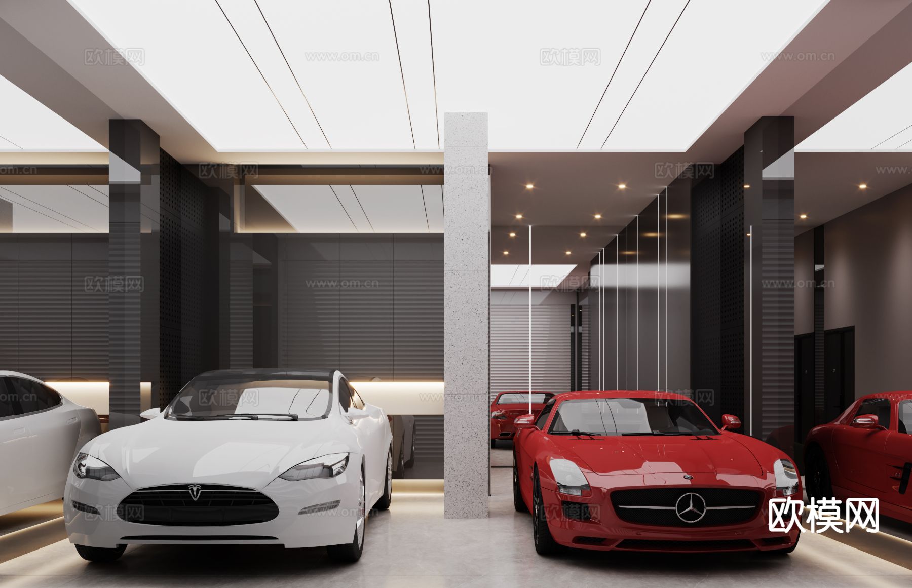 现代车库3d模型下载（渲染图1）