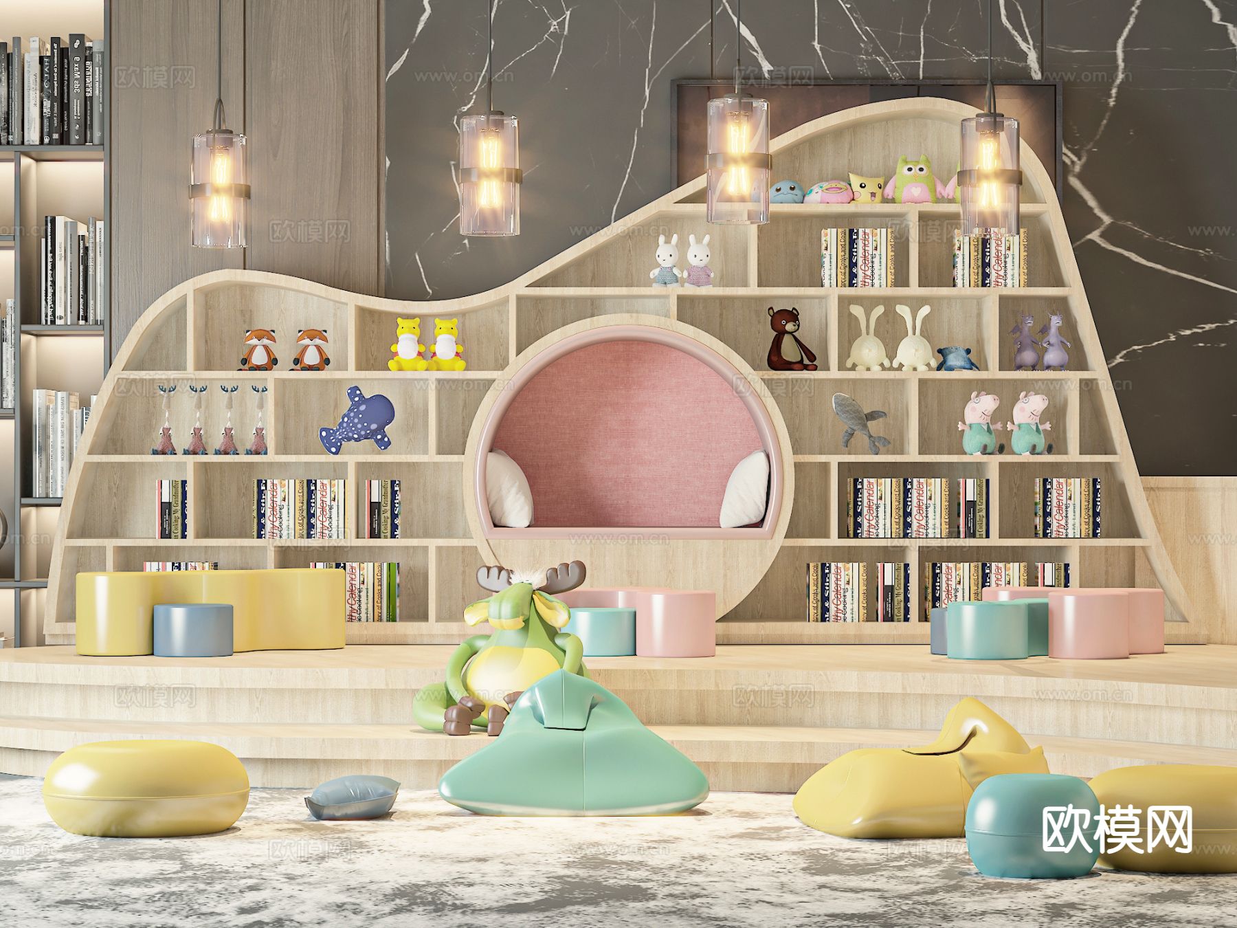 儿童书柜 书架3d模型下载