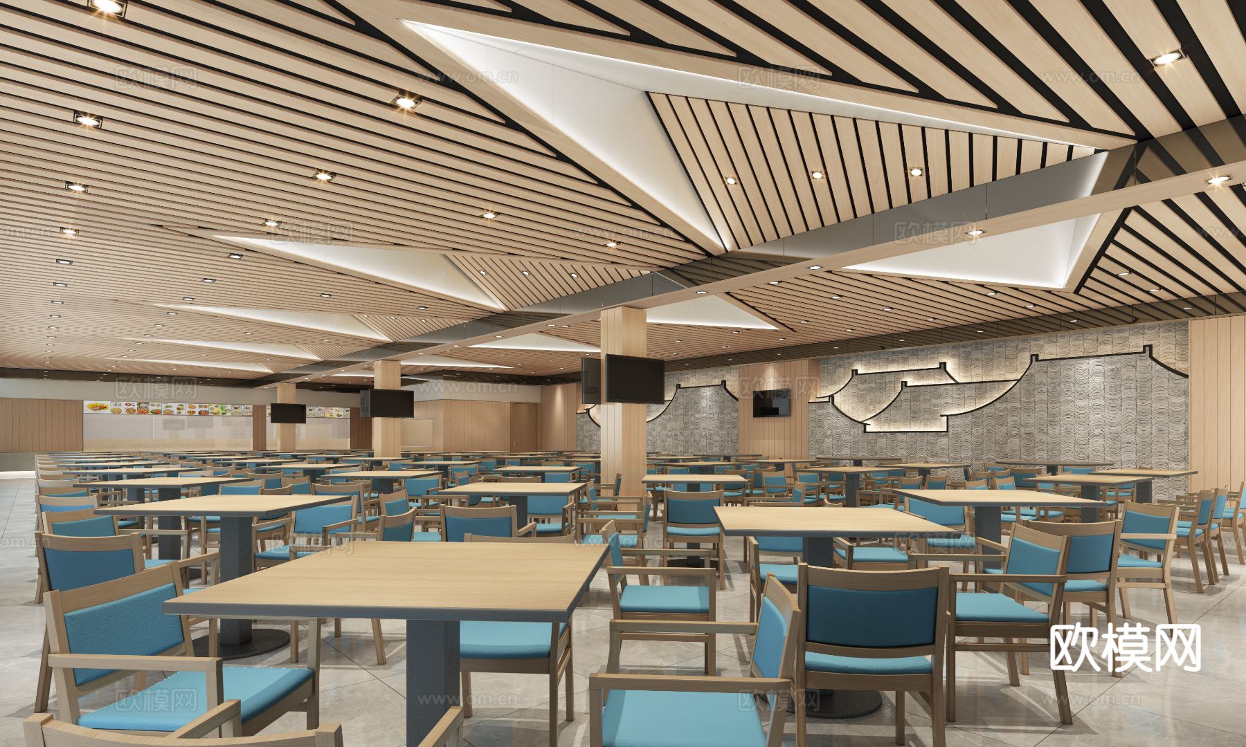员工食堂 职工餐厅3d模型下载