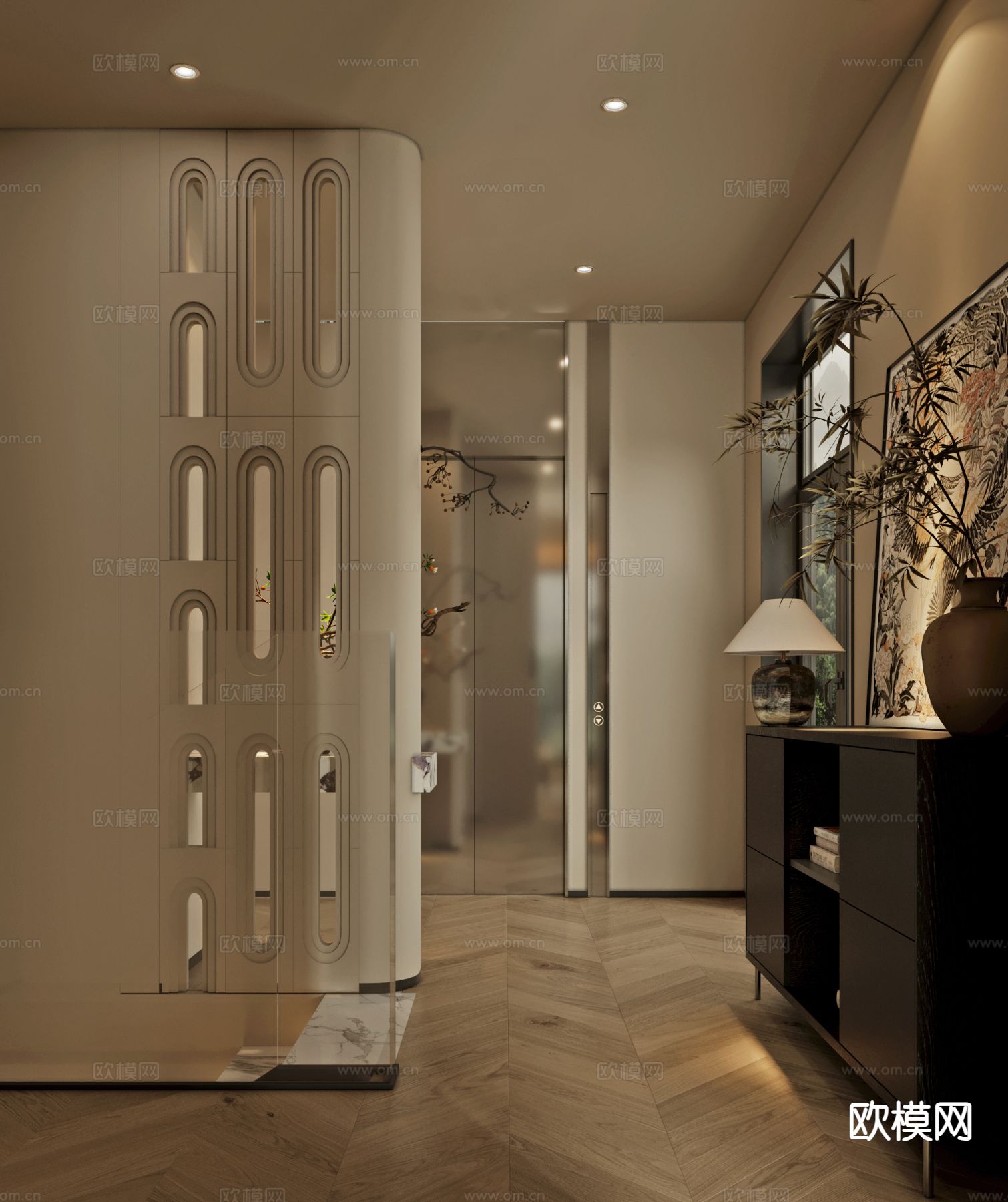 原木风阳台 洗衣房3d模型下载（渲染图2）