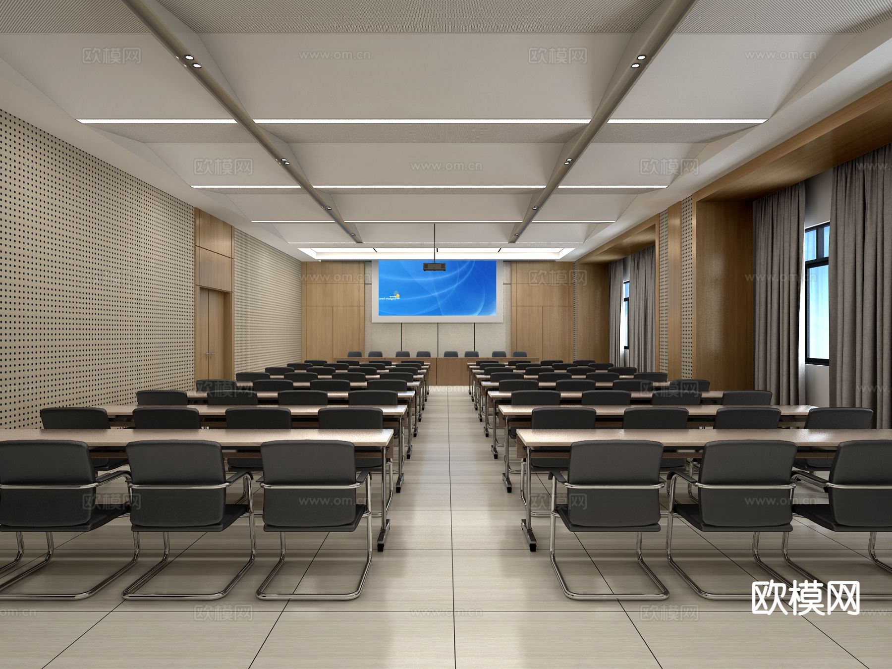 现代酒店会议室3d模型下载