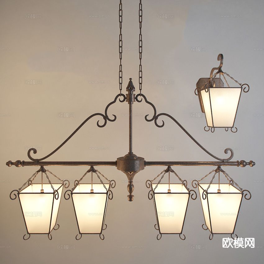美式吊灯 壁灯3d模型下载