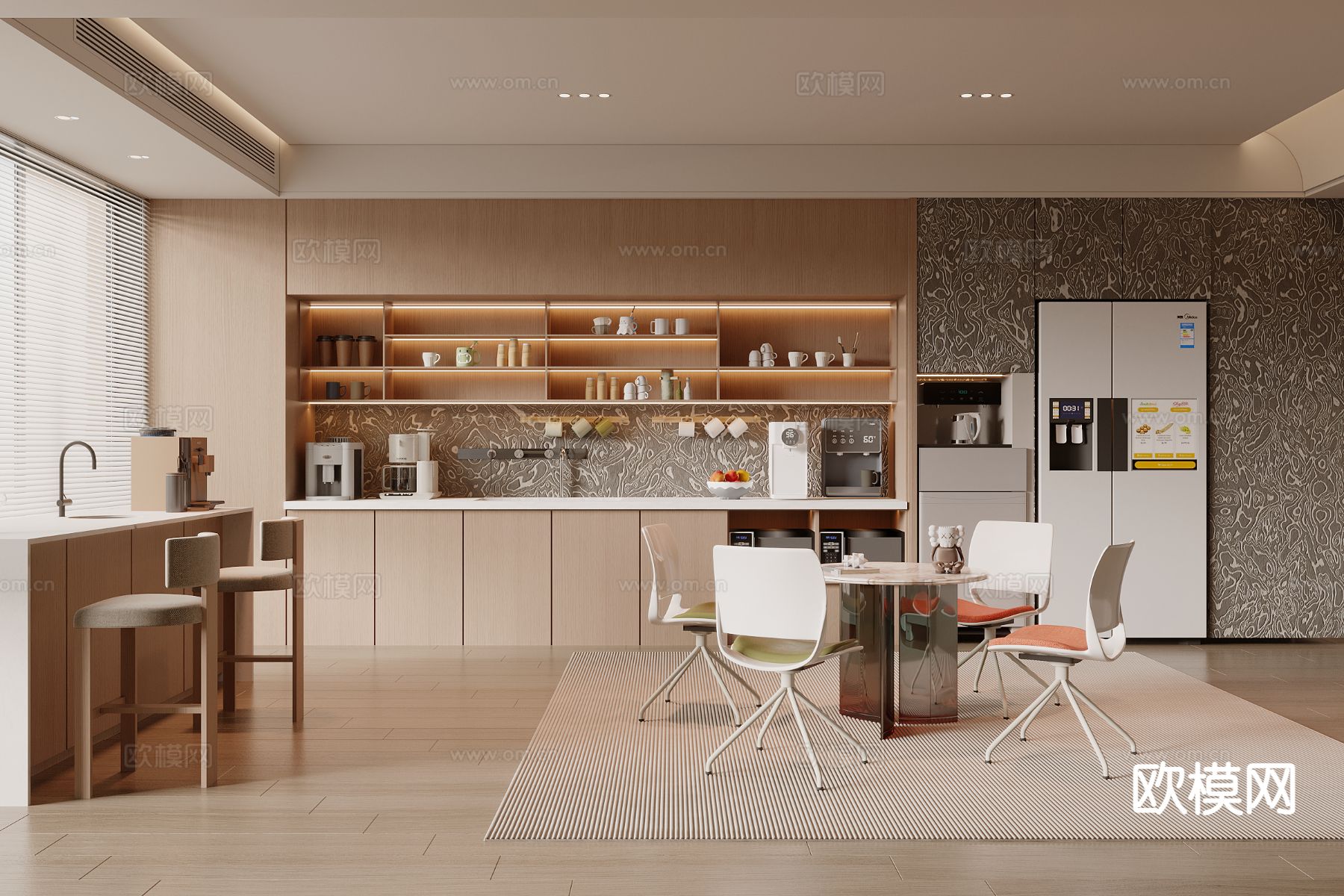 现代办公室 茶水间3d模型下载