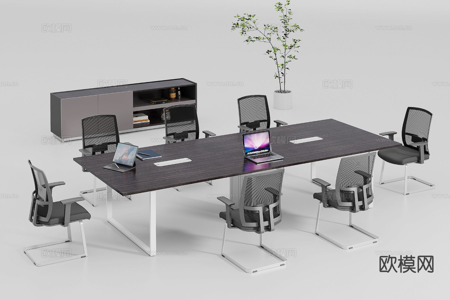 现代会议桌 会议台3d模型下载