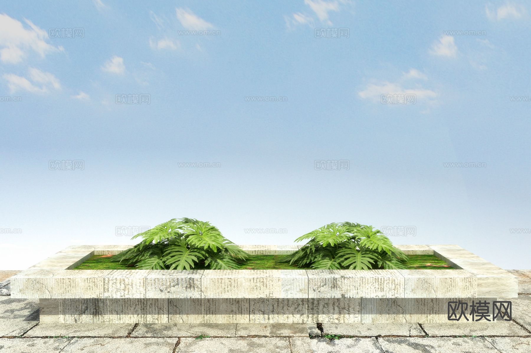 春羽 花坛 花槽 花池3d模型下载（渲染图1）