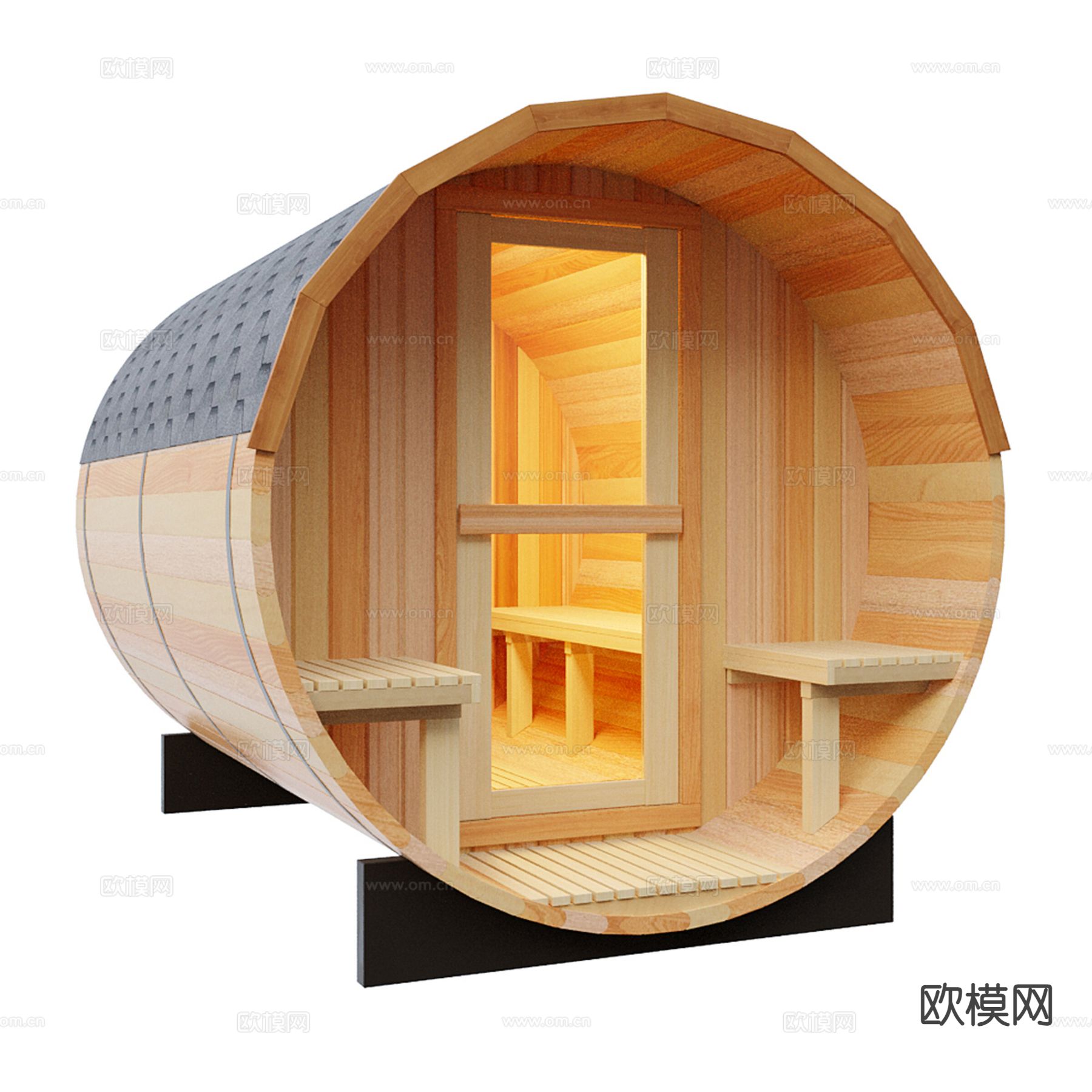 原木风桑拿房 汗蒸房 淋浴房3d模型下载
