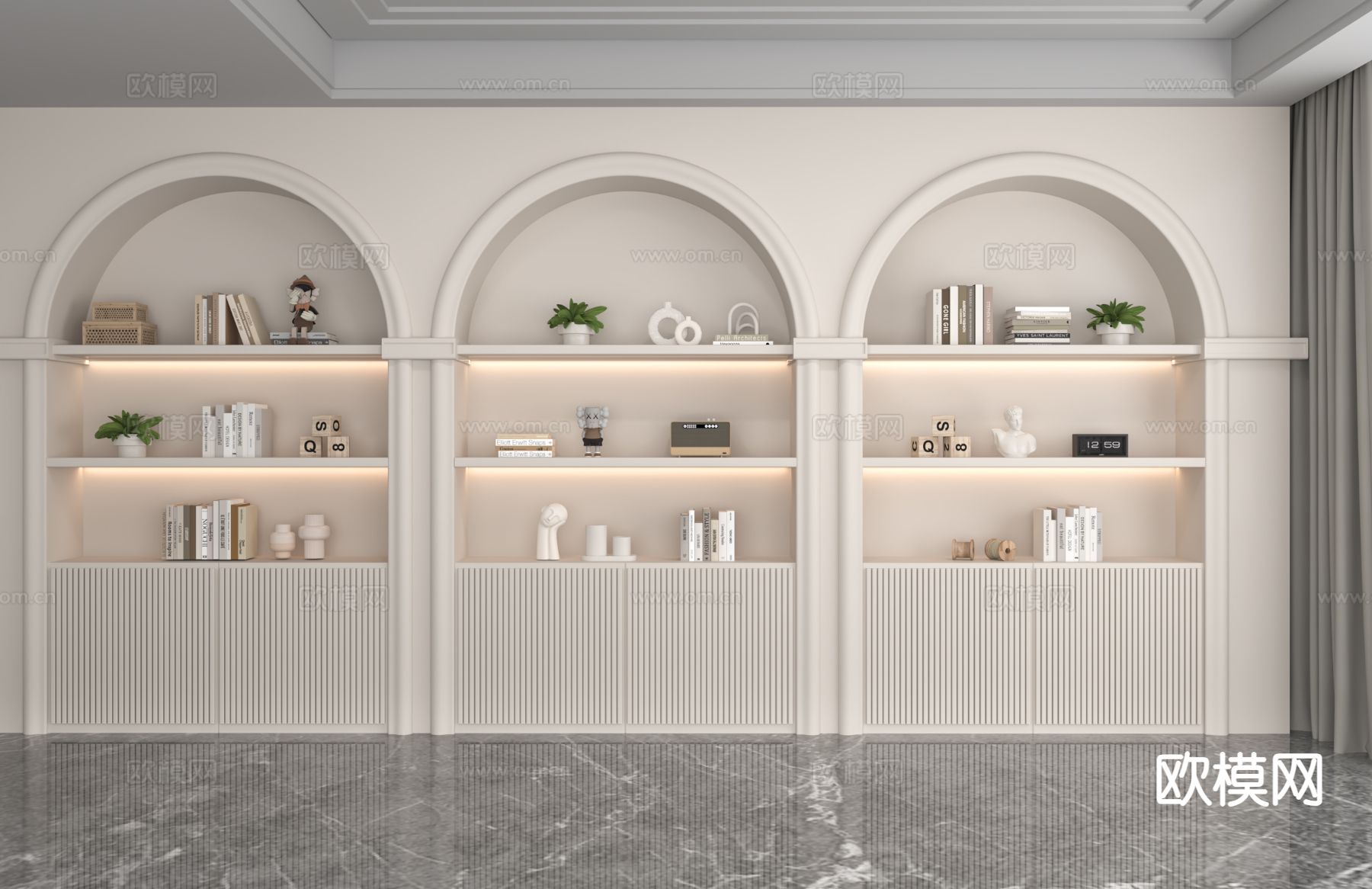 法式置物柜 置物架3d模型下载