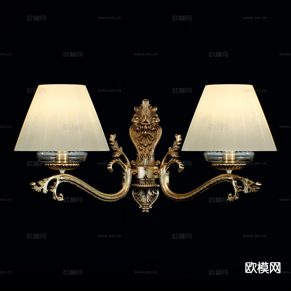 美式壁灯 双头壁灯3d模型下载