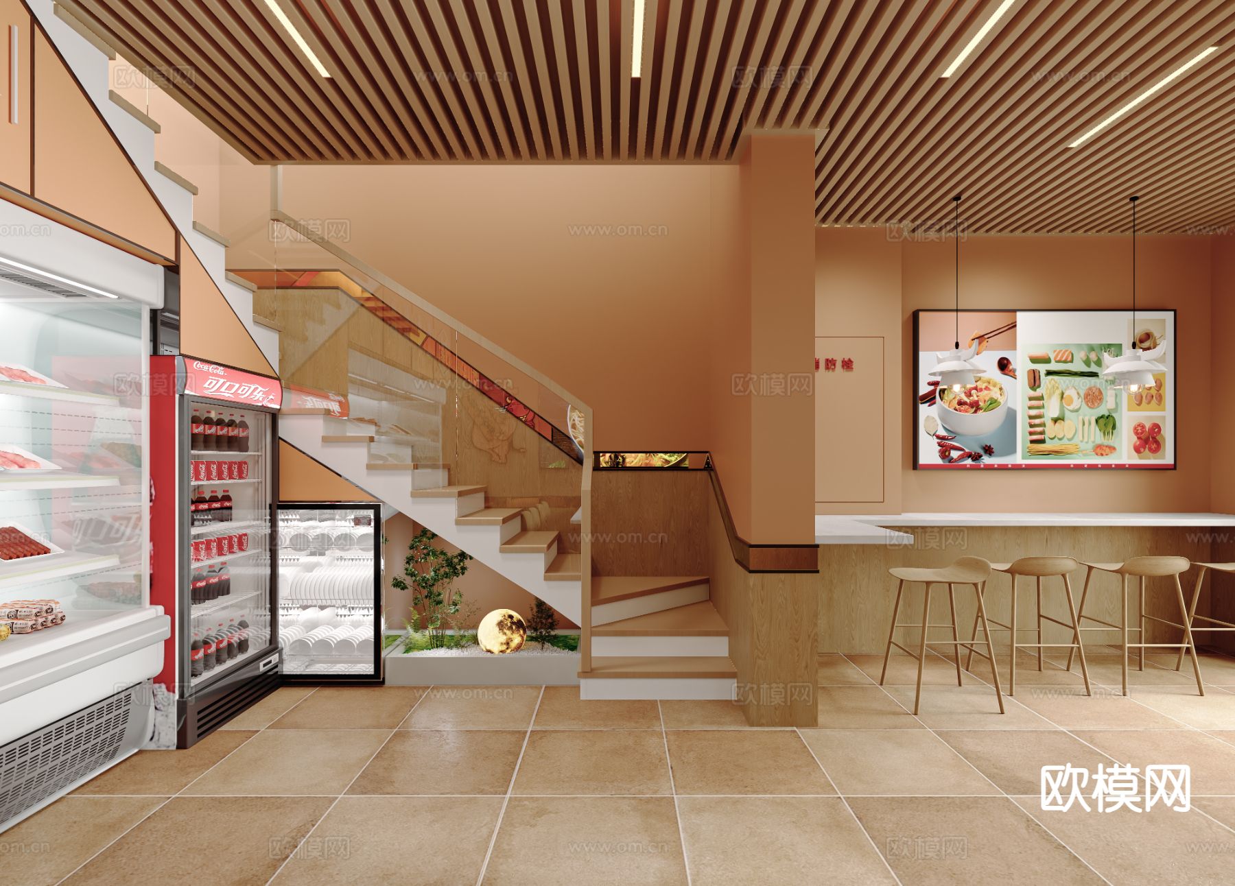 现代麻辣烫 火锅店3d模型