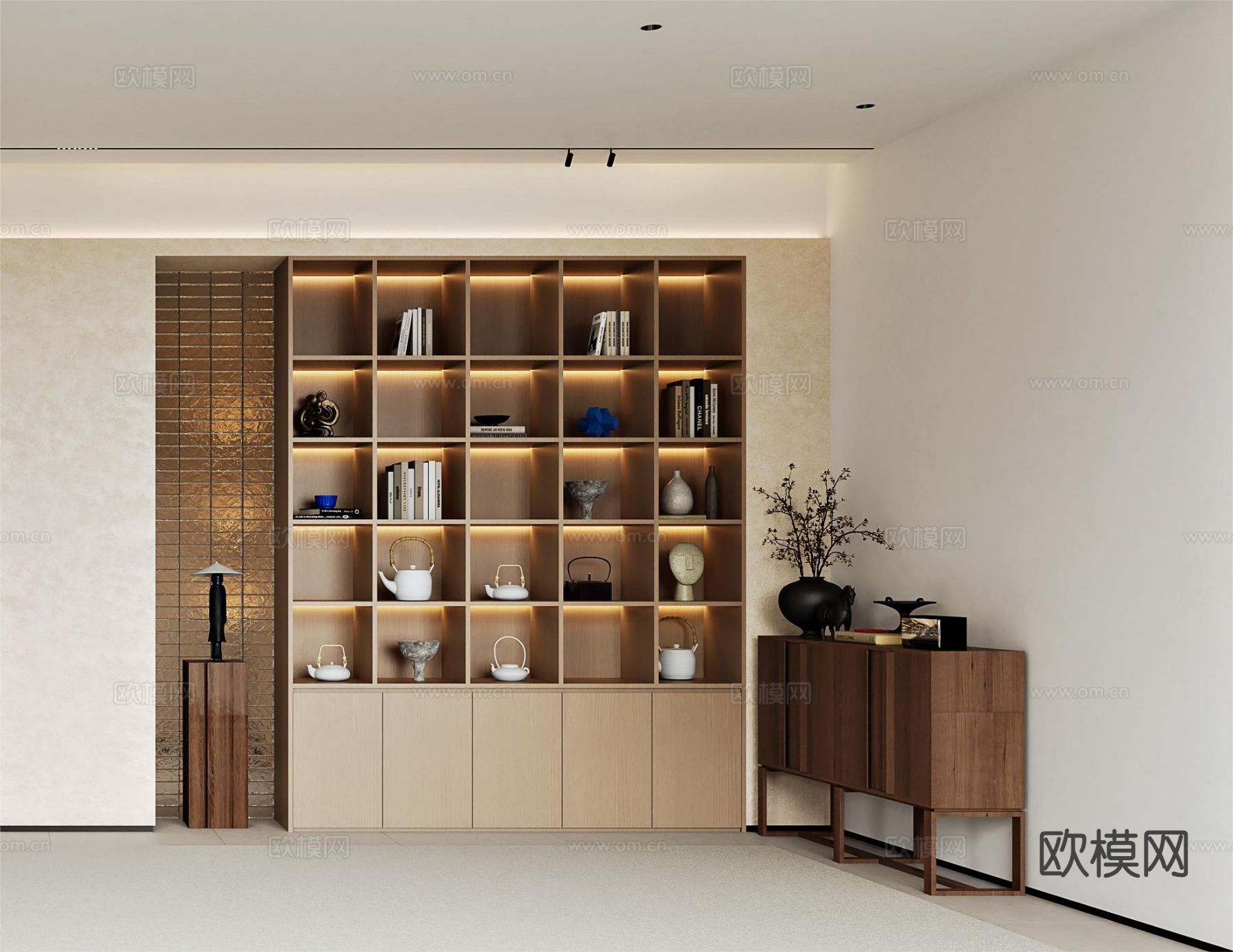 侘寂茶叶柜3d模型下载