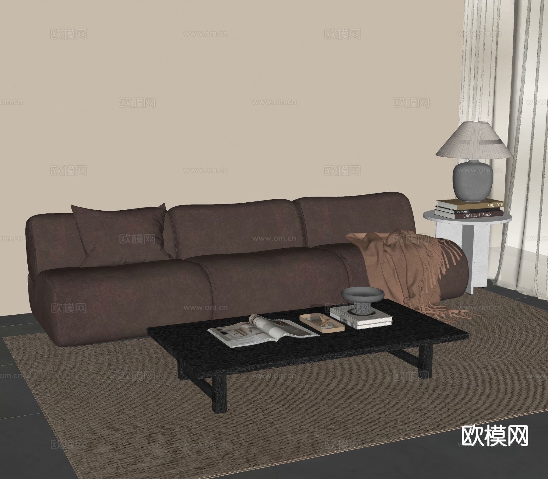 Minotti 多人沙发su模型下载（渲染图1）